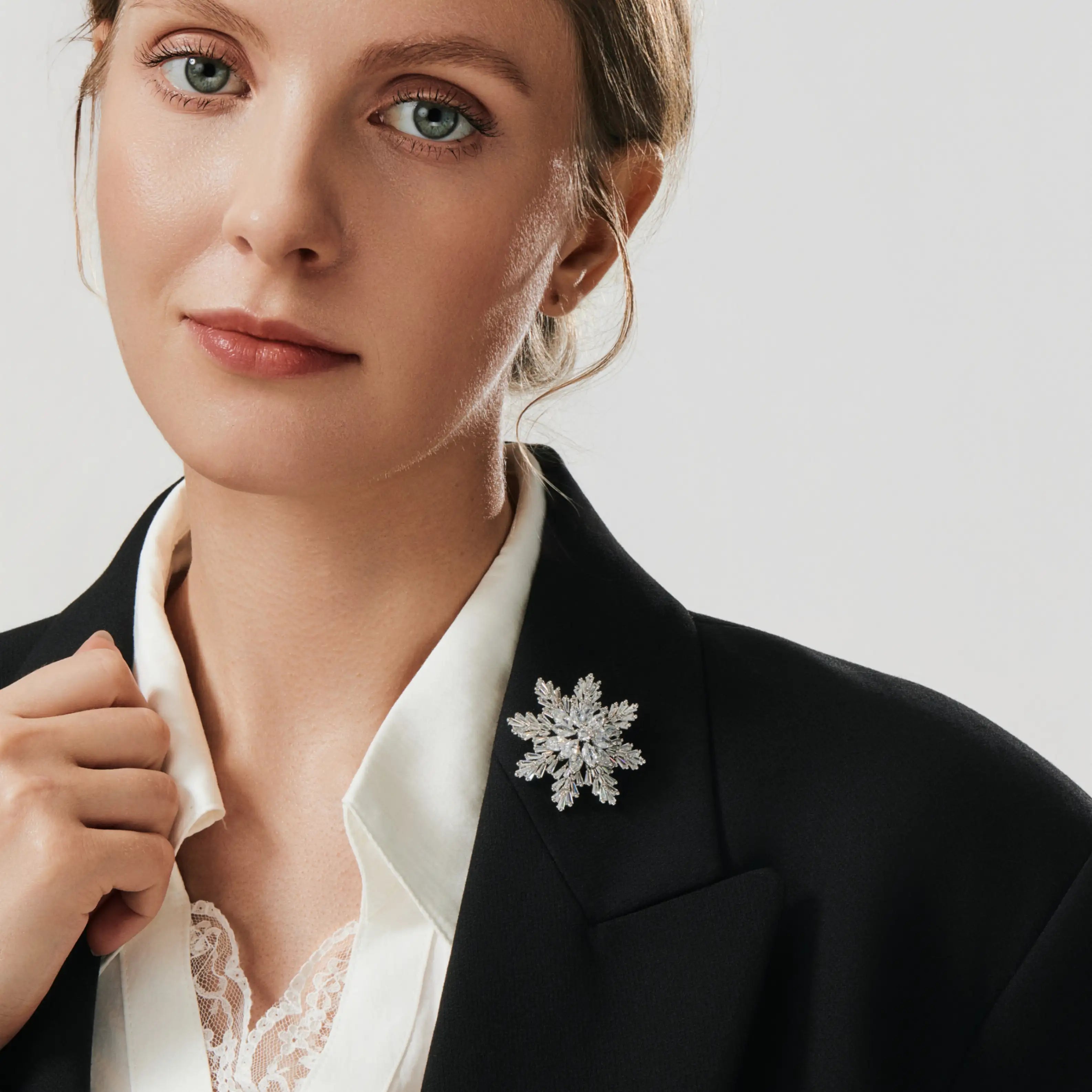 Celeste Snowfall Crystal Brooch Winter Radiance