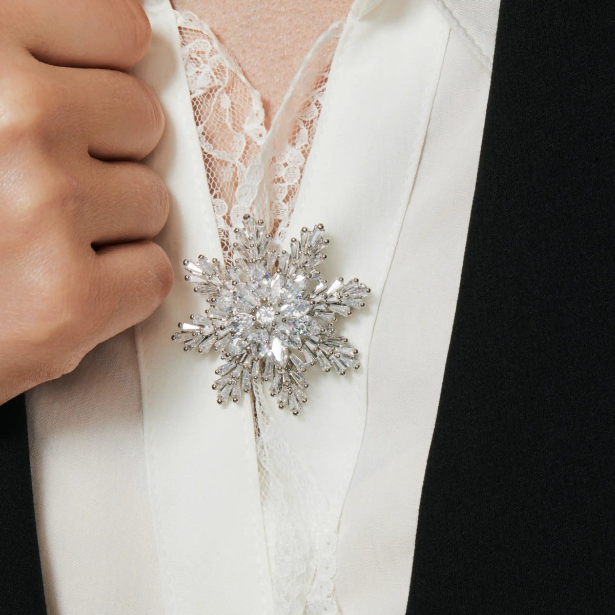 Celeste Snowfall Crystal Brooch Winter Radiance