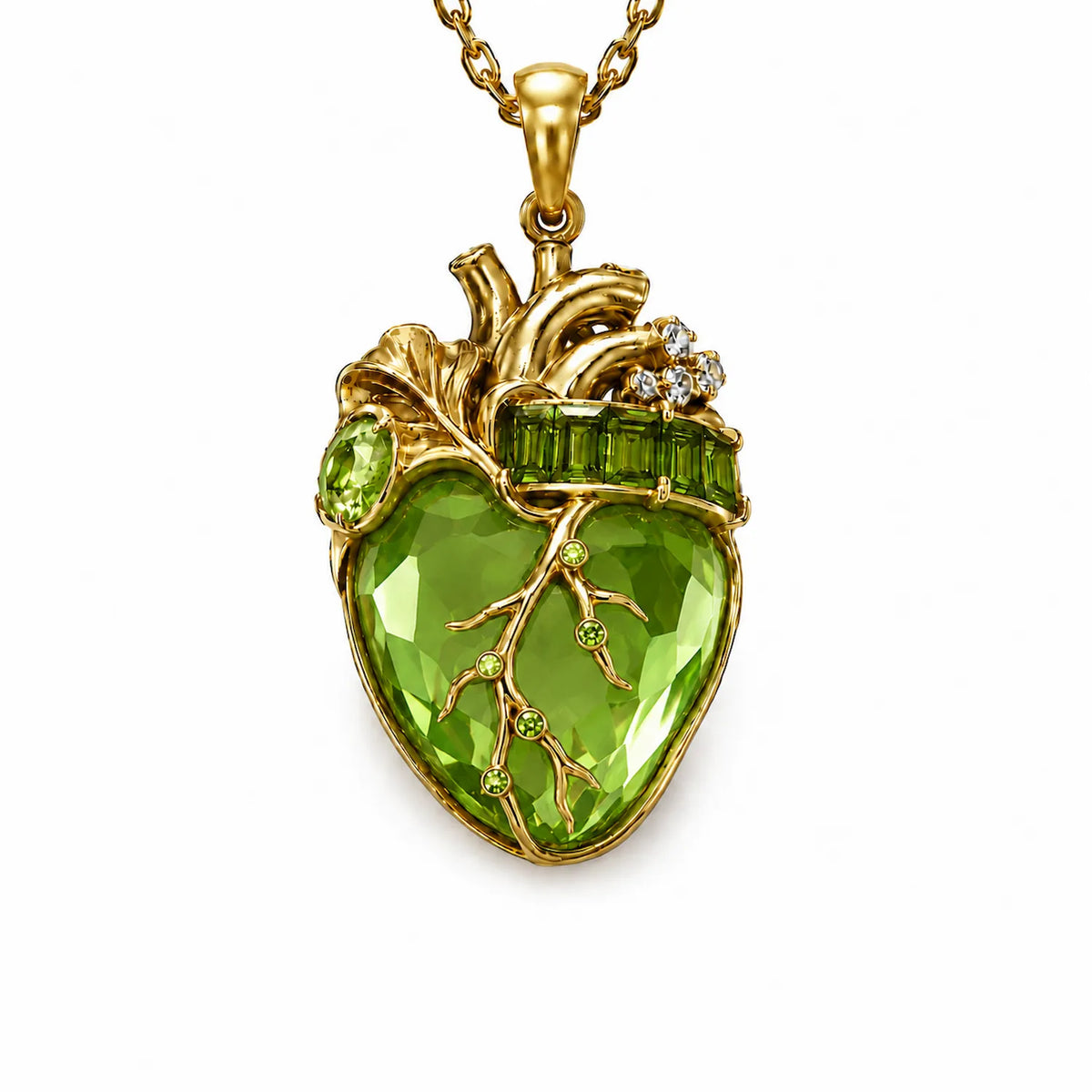 Cor Vitae Heartstone Necklace August Olive Green — Pre-Order