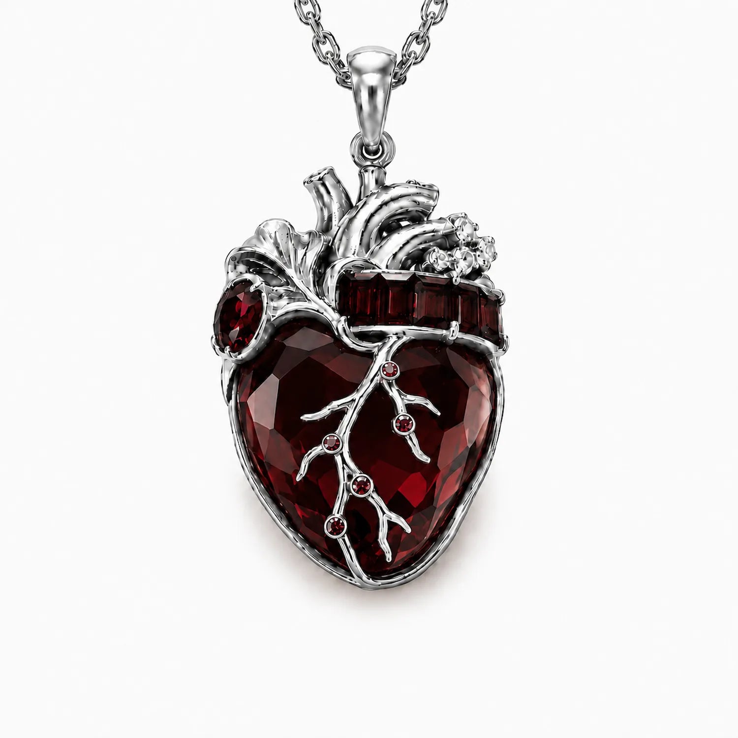 Cor Vitae Heartstone Necklace January Oxblood Red — Pre-Order