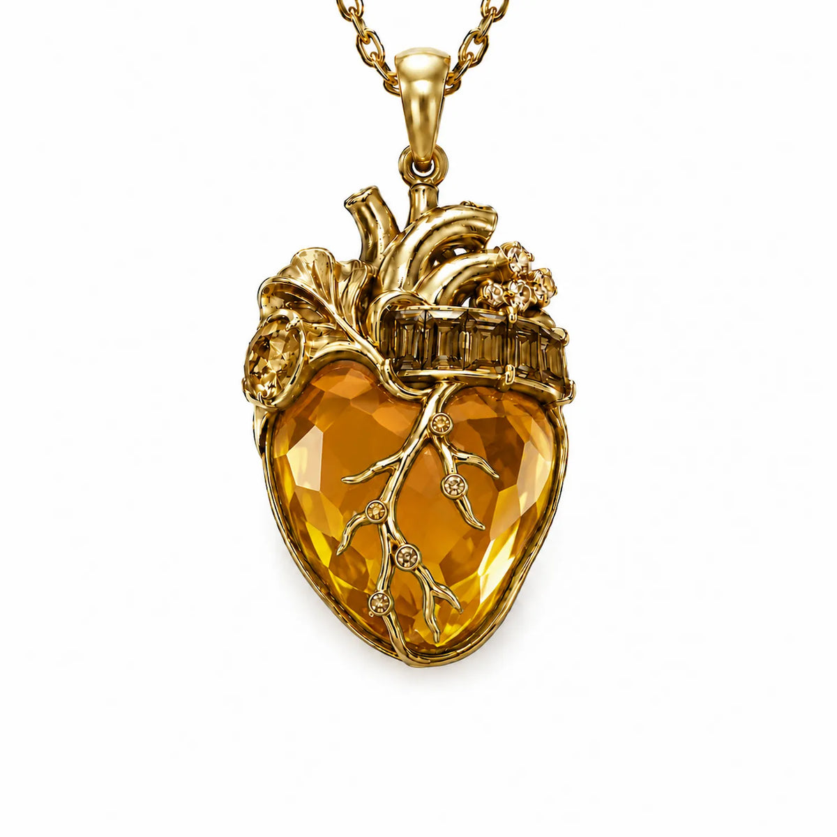 Cor Vitae Heartstone Necklace November Honey Champagne — Pre-Order