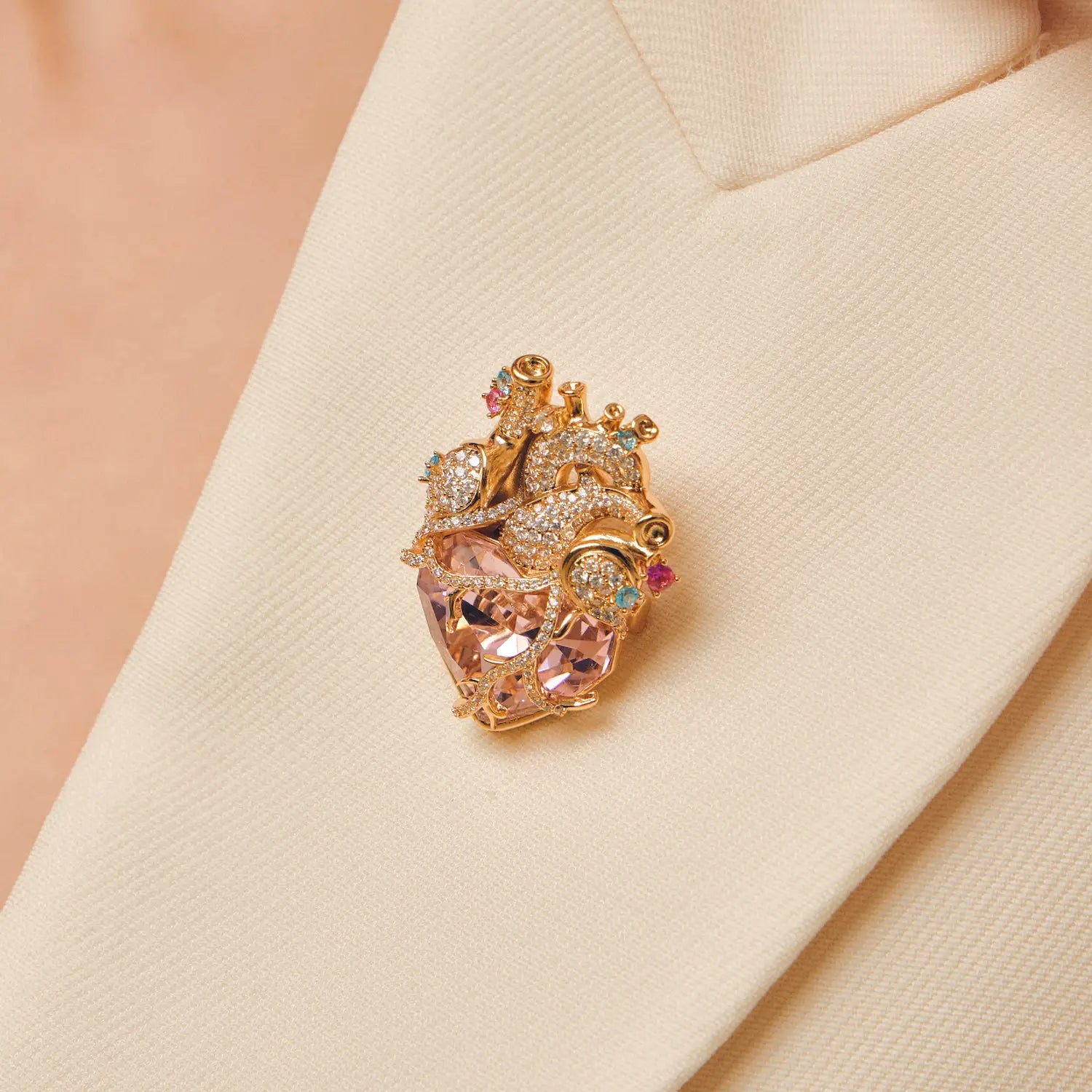 Cor Vitae Pink Heart Brooch The Rose Heart — Pre-Order