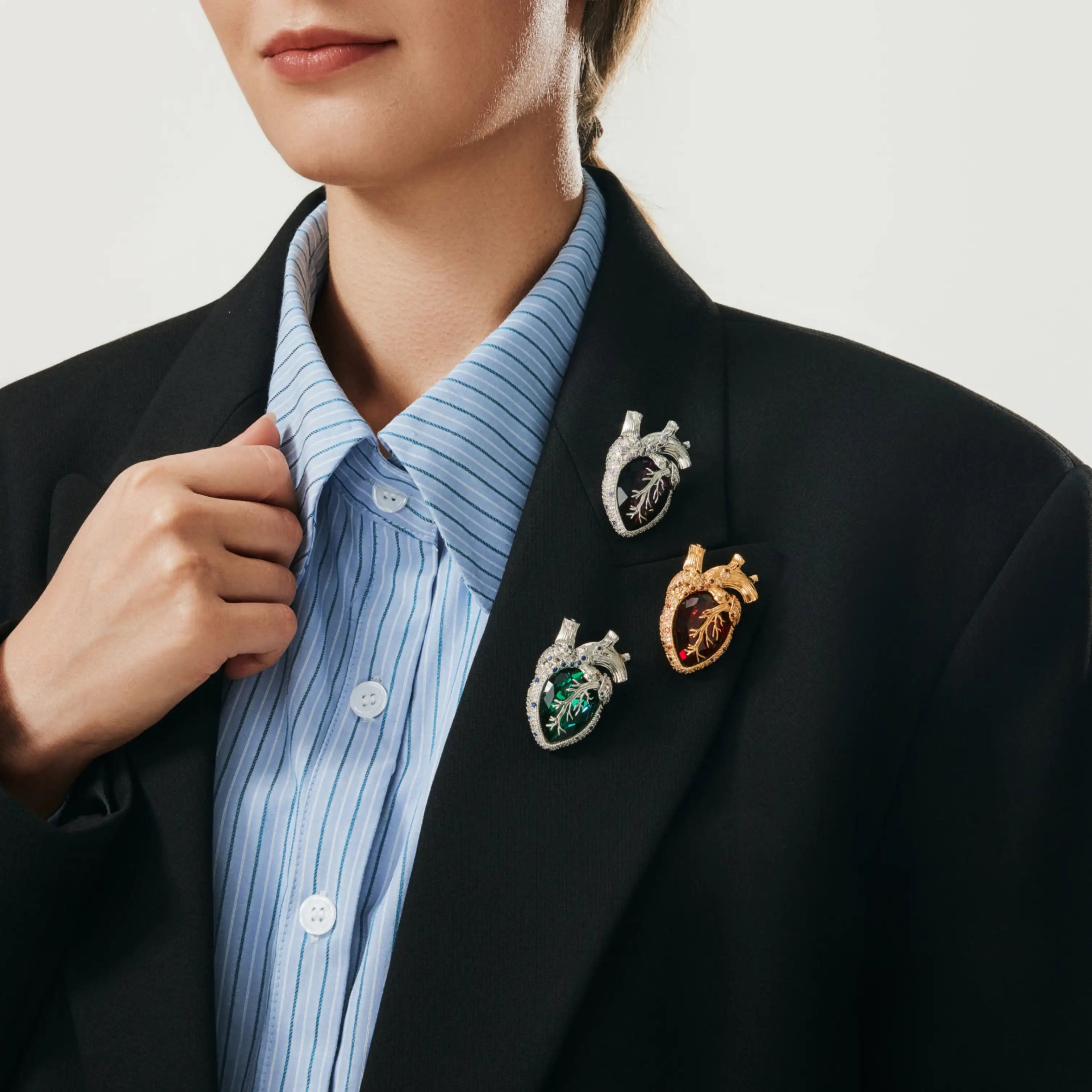 Cor Vitae Brooch Amethyst Heart Edition Anatomical Heart Silver & Amethyst Crystal Brooch