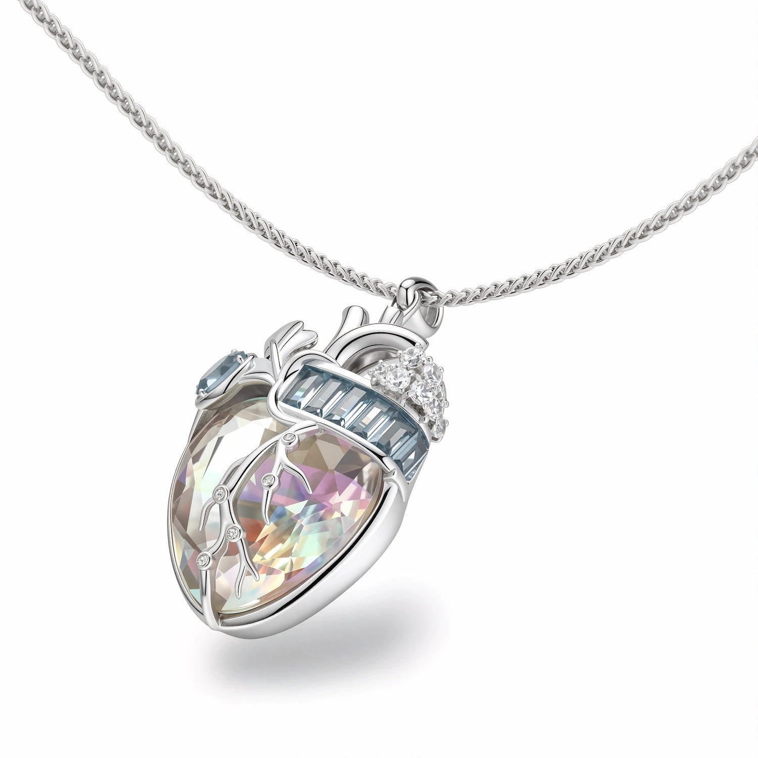 Cor Vitae Heartstone Necklace April Icy Clear