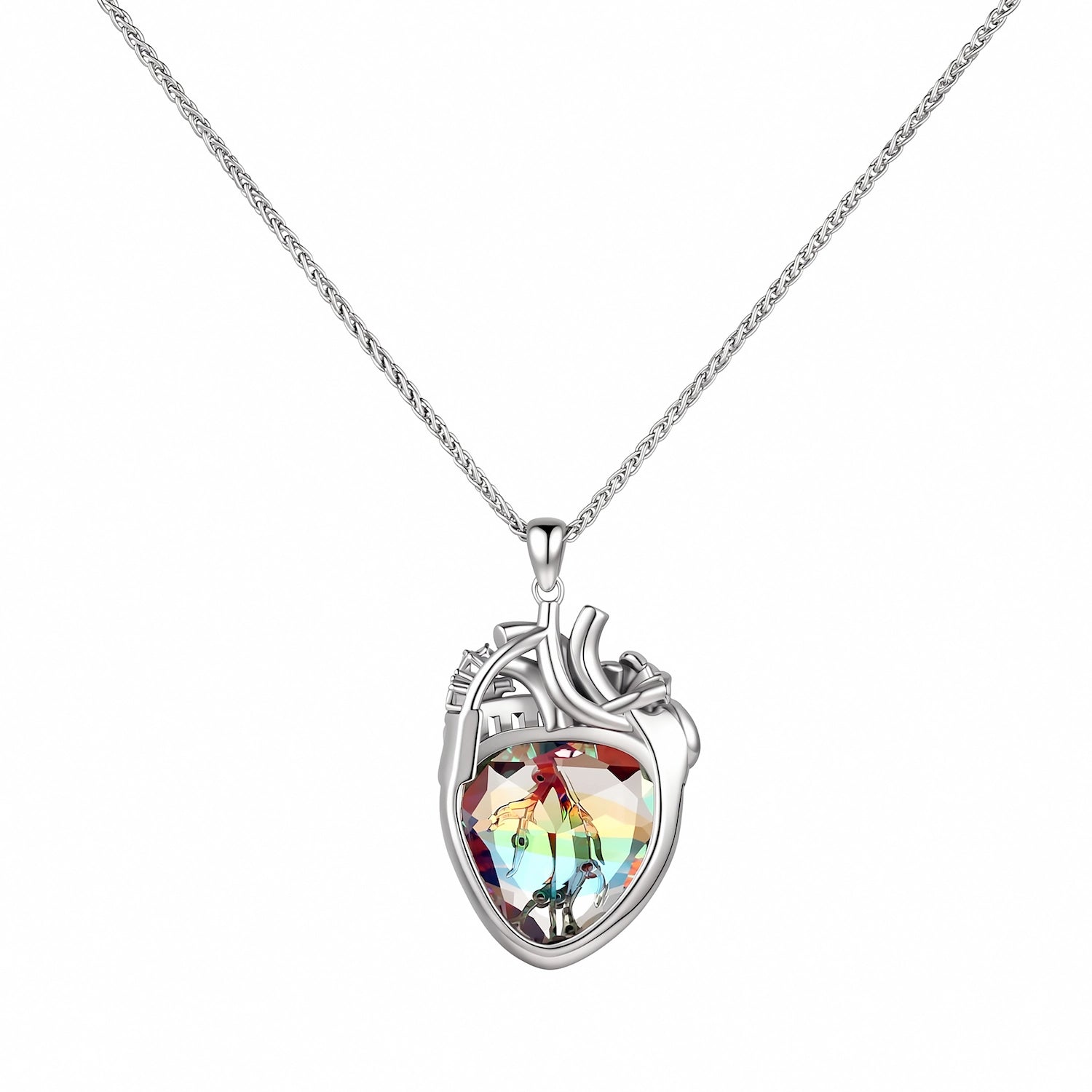 Cor Vitae Heartstone Necklace April Icy Clear