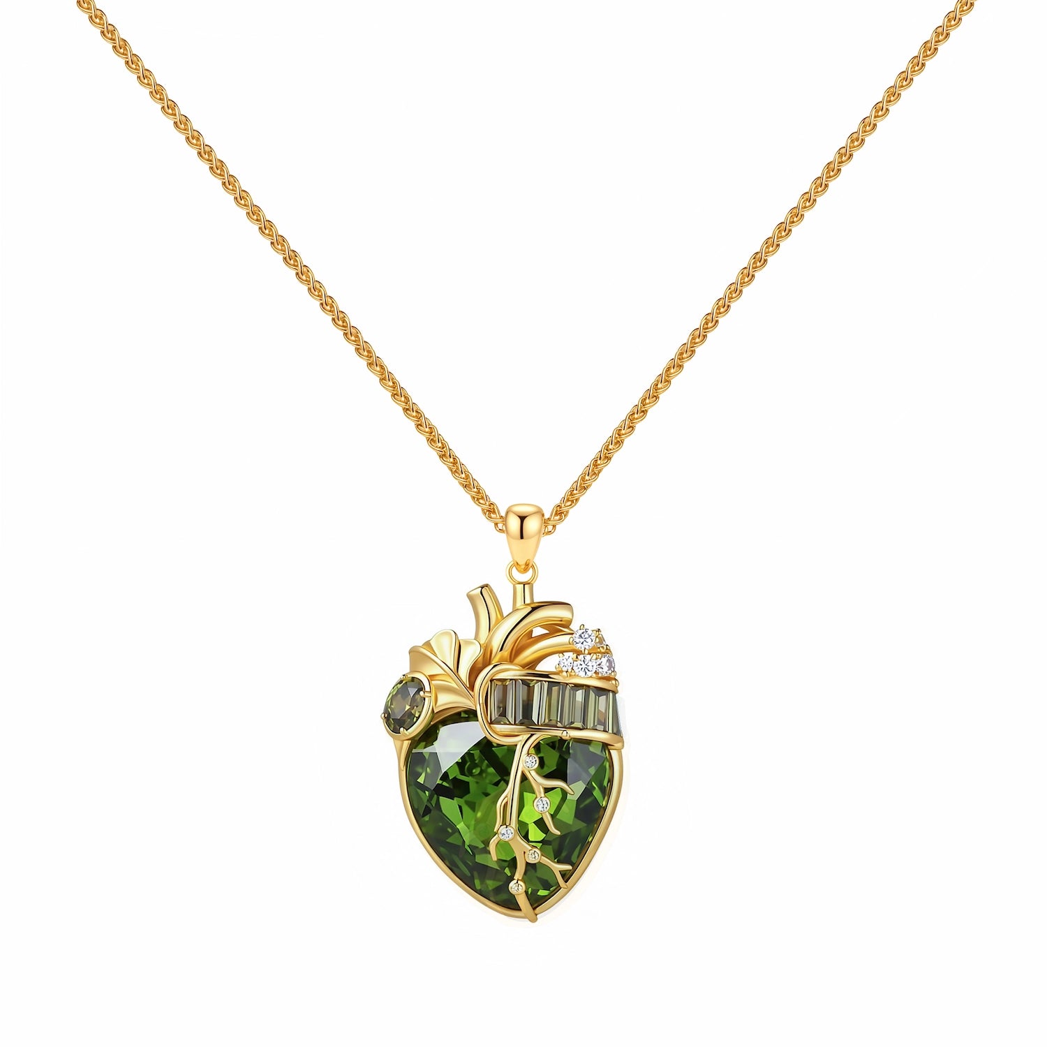Cor Vitae Heartstone Necklace August Olive Green