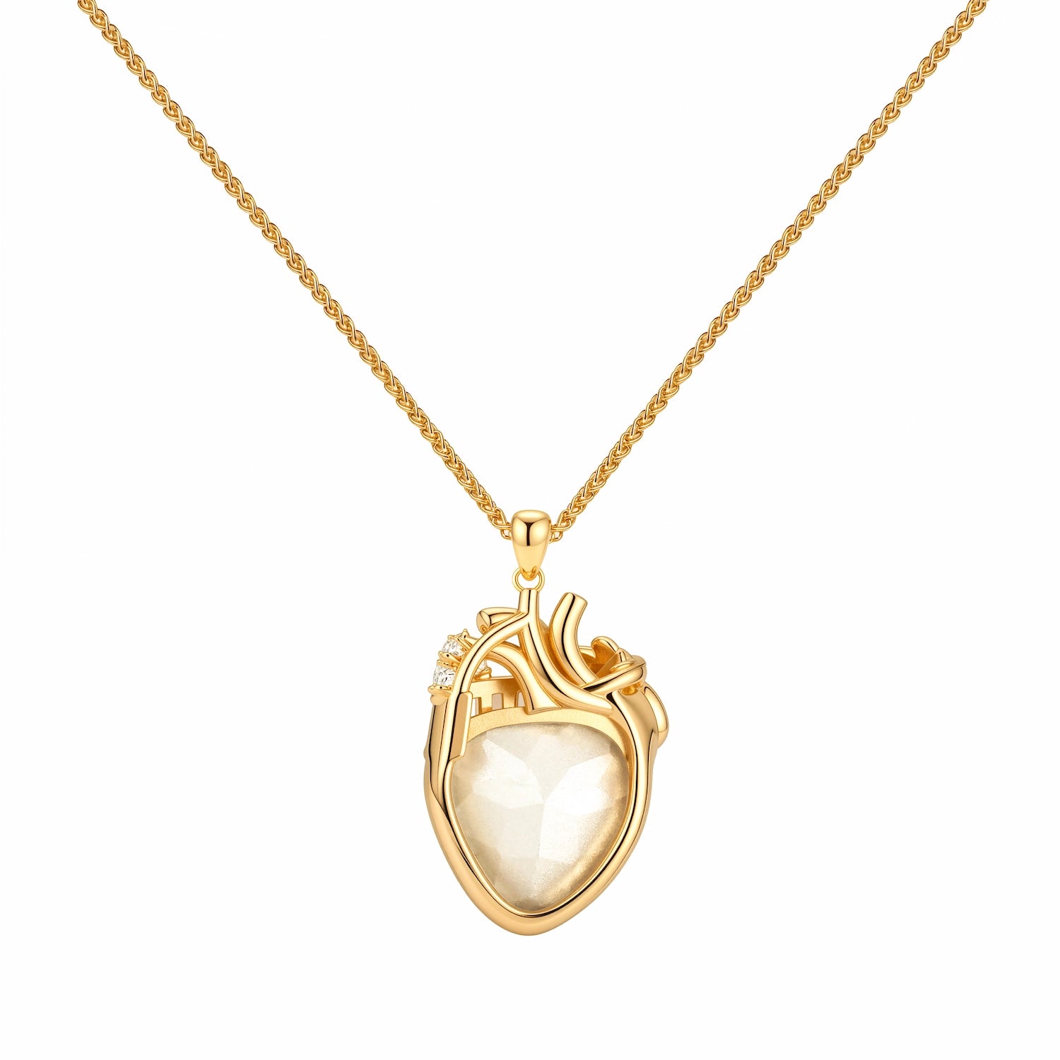 Cor Vitae Heartstone Necklace August Olive Green