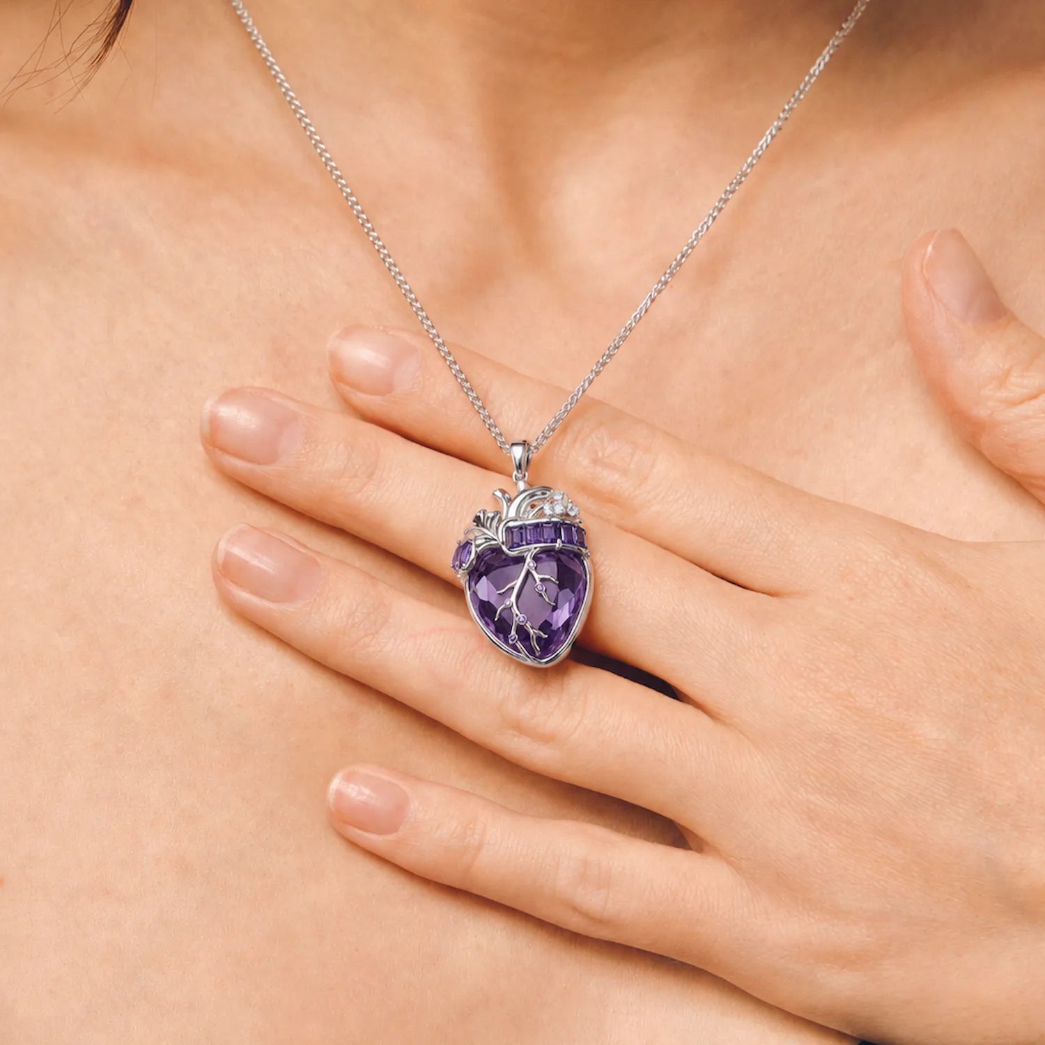 Cor Vitae Heartstone Necklace February Smoky Violet — Pre-Order