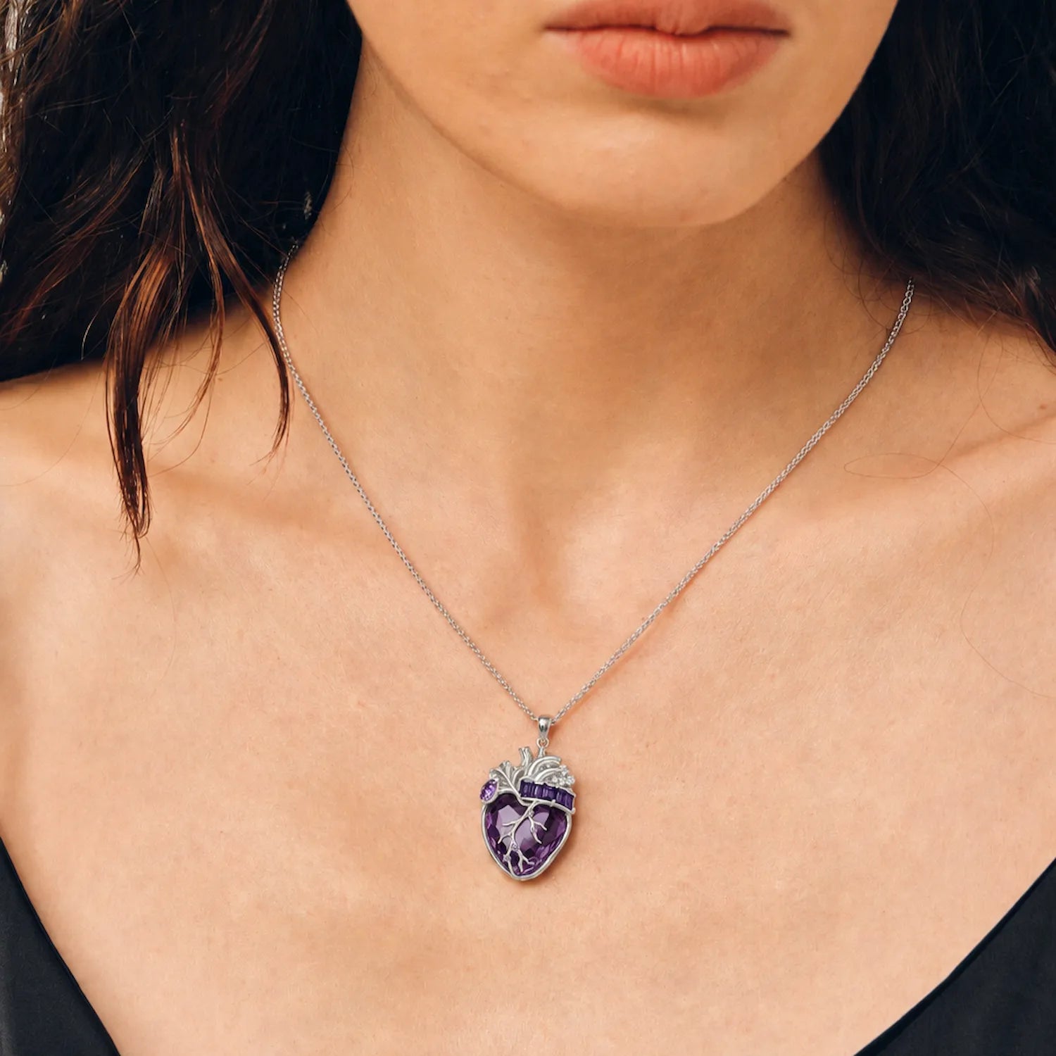 Cor Vitae Heartstone Necklace February Smoky Violet — Pre-Order