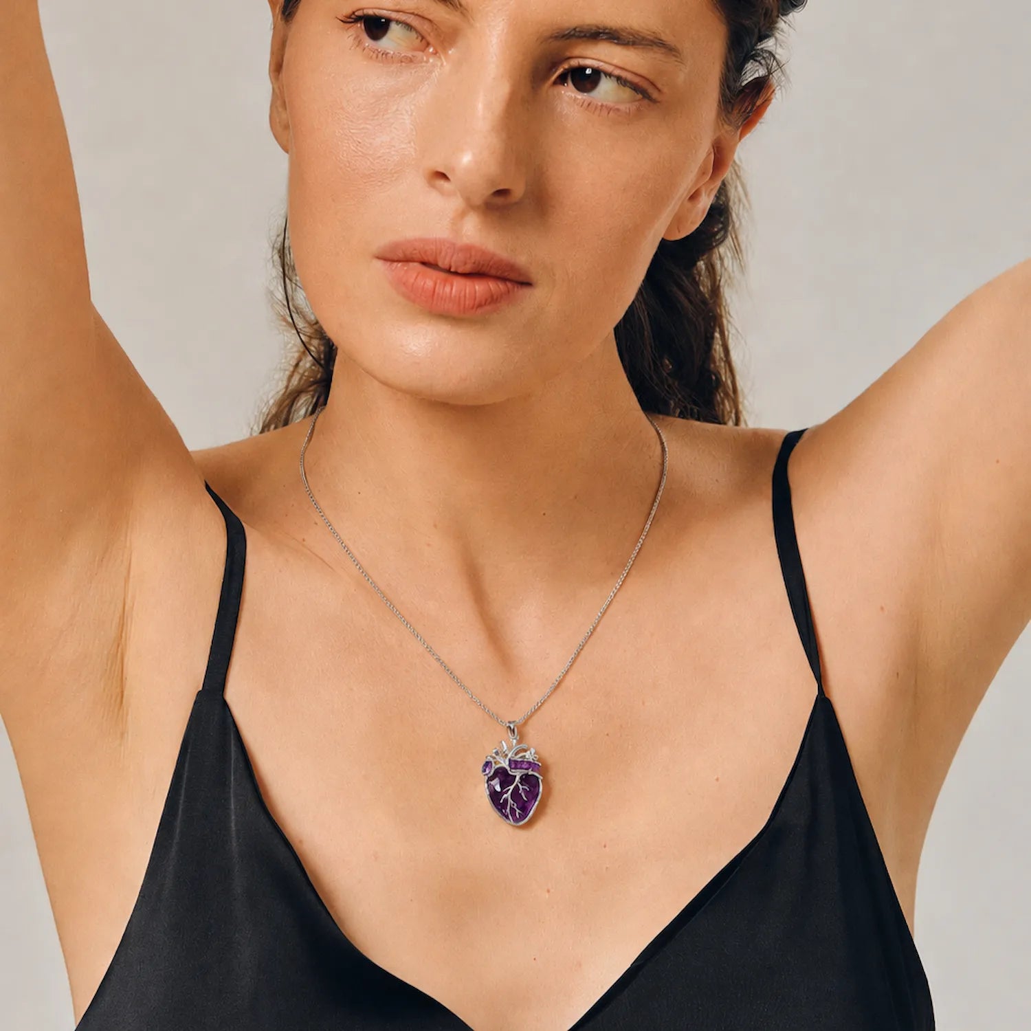 Cor Vitae Heartstone Necklace February Smoky Violet — Pre-Order