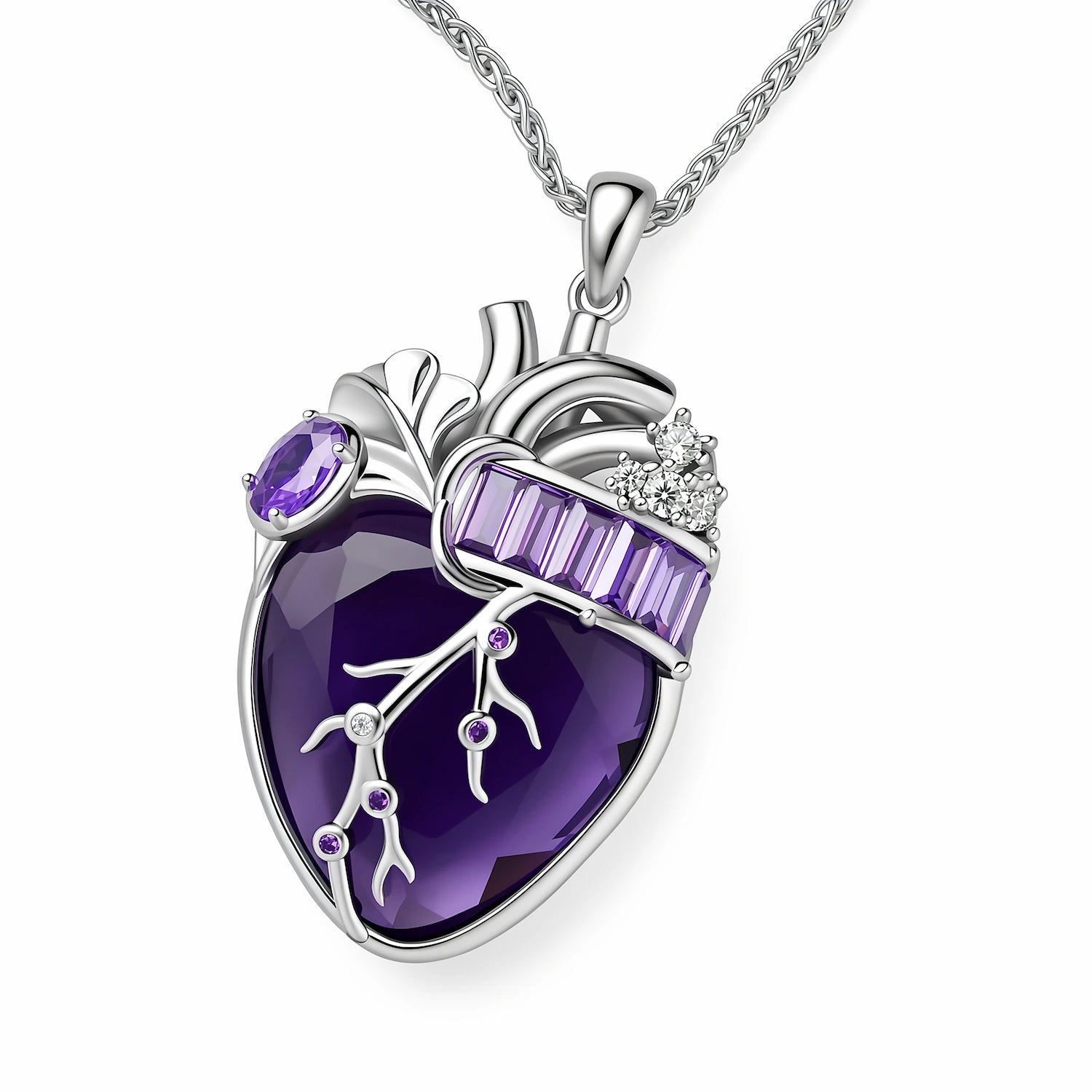 Cor Vitae Heartstone Necklace February Smoky Violet