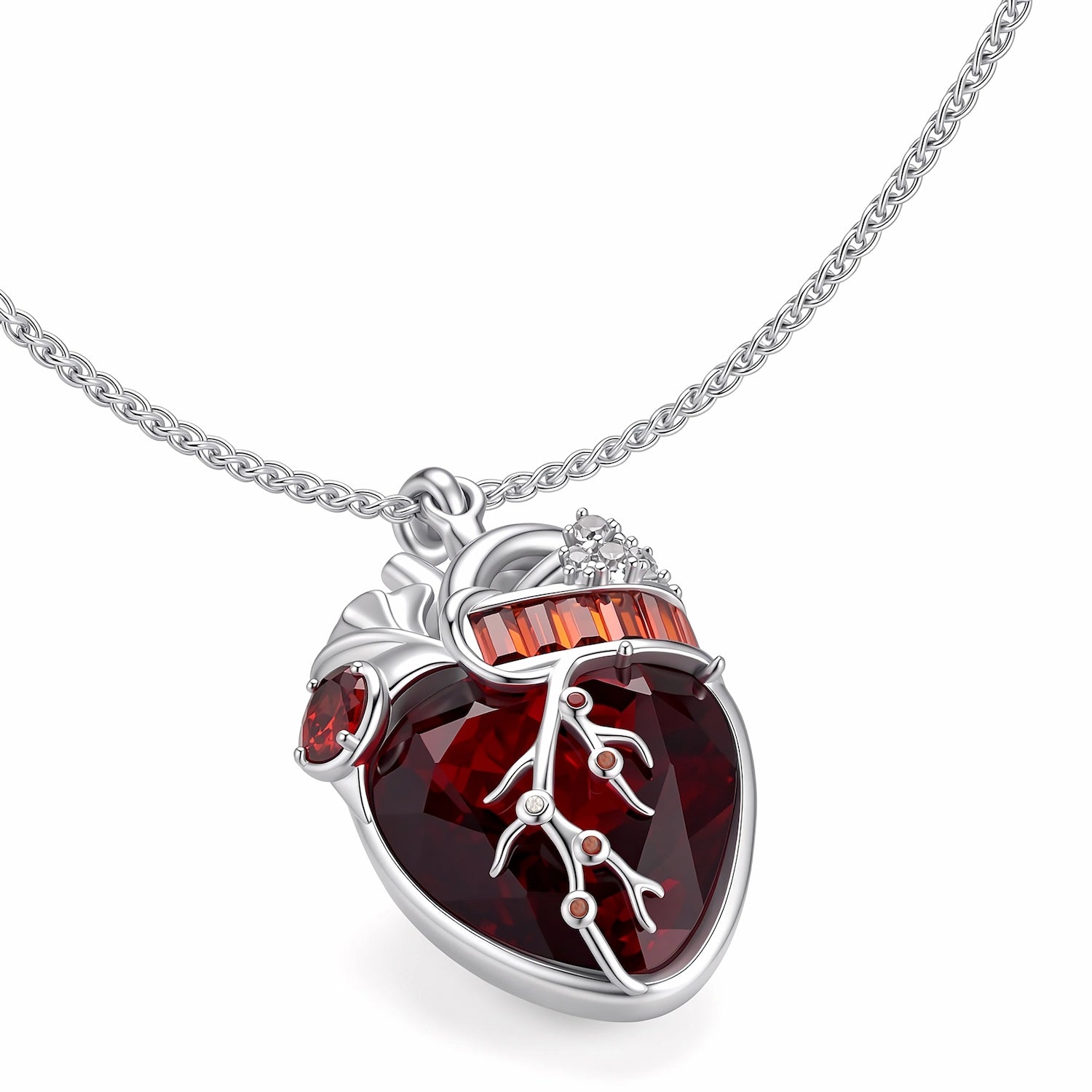 Cor Vitae Heartstone Necklace January Oxblood Red