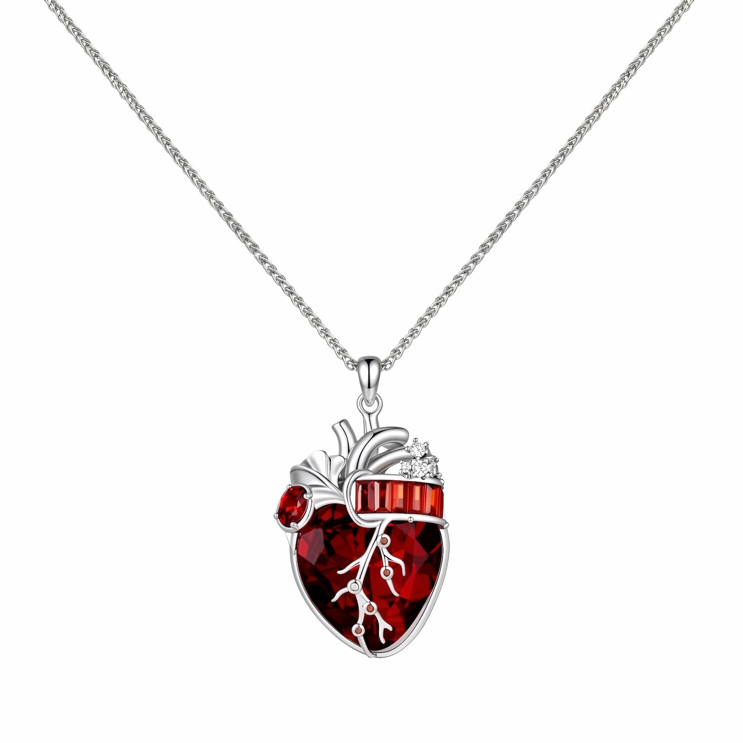 Cor Vitae Heartstone Necklace January Oxblood Red