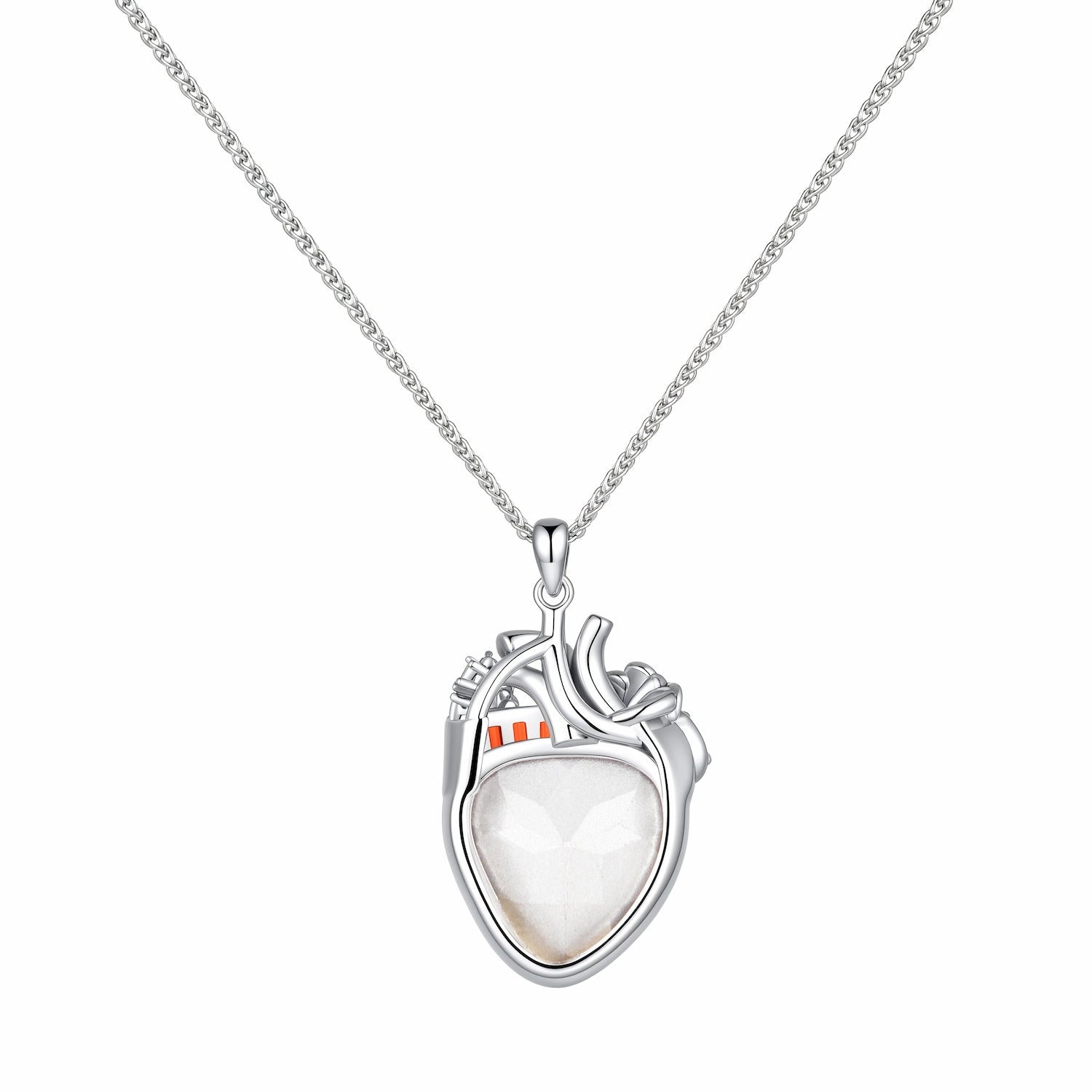 Cor Vitae Heartstone Necklace January Oxblood Red