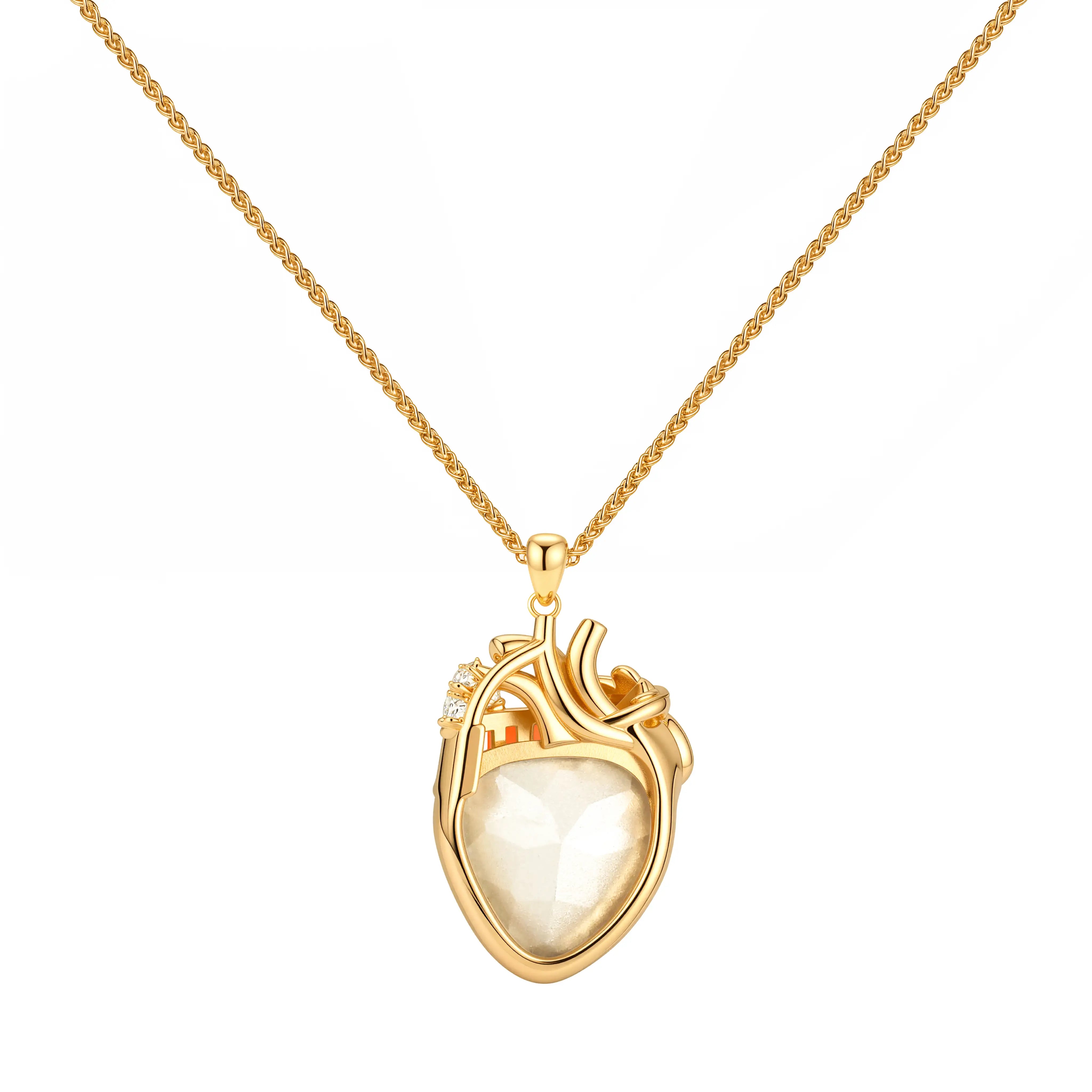 Cor Vitae Heartstone Necklace July Crimson Red