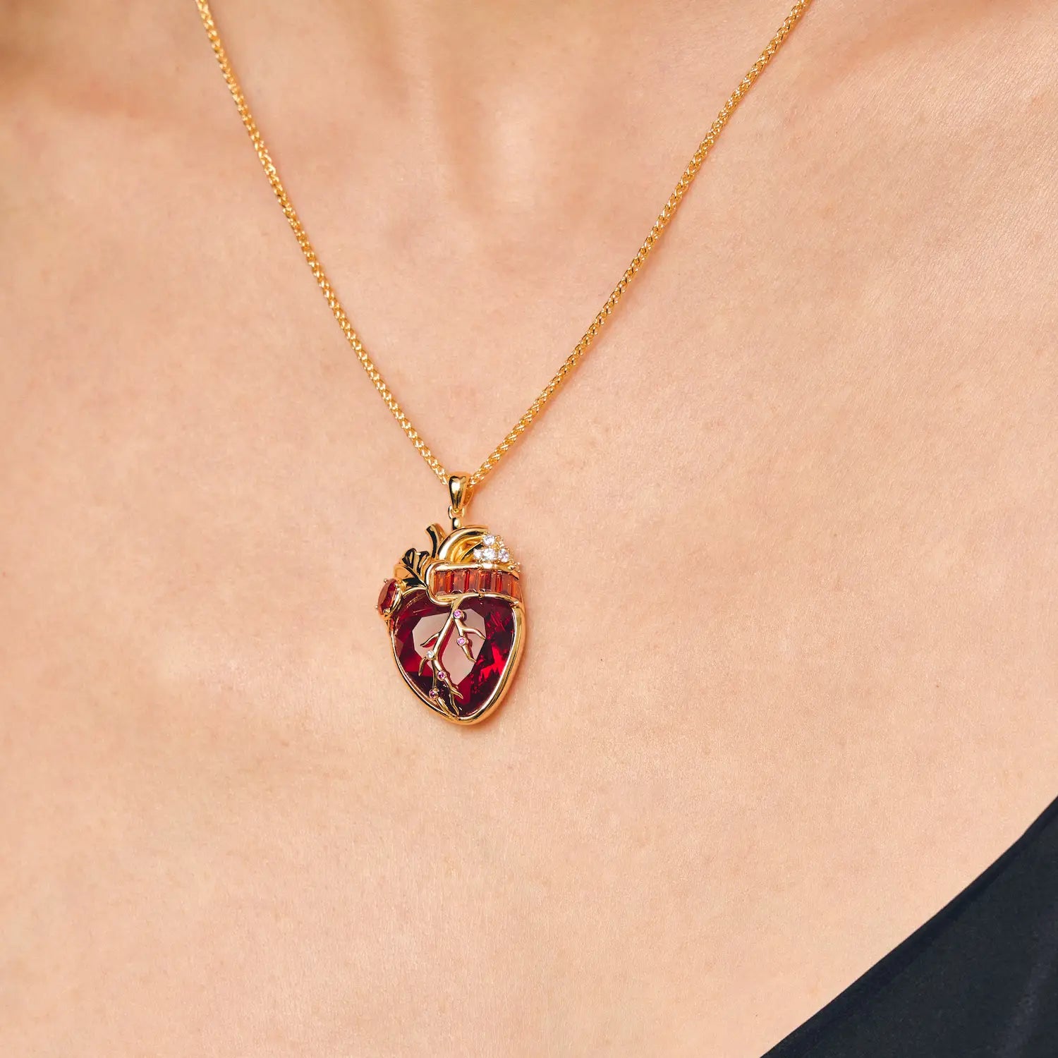 Cor Vitae Heartstone Necklace July Crimson Red — Pre-Order