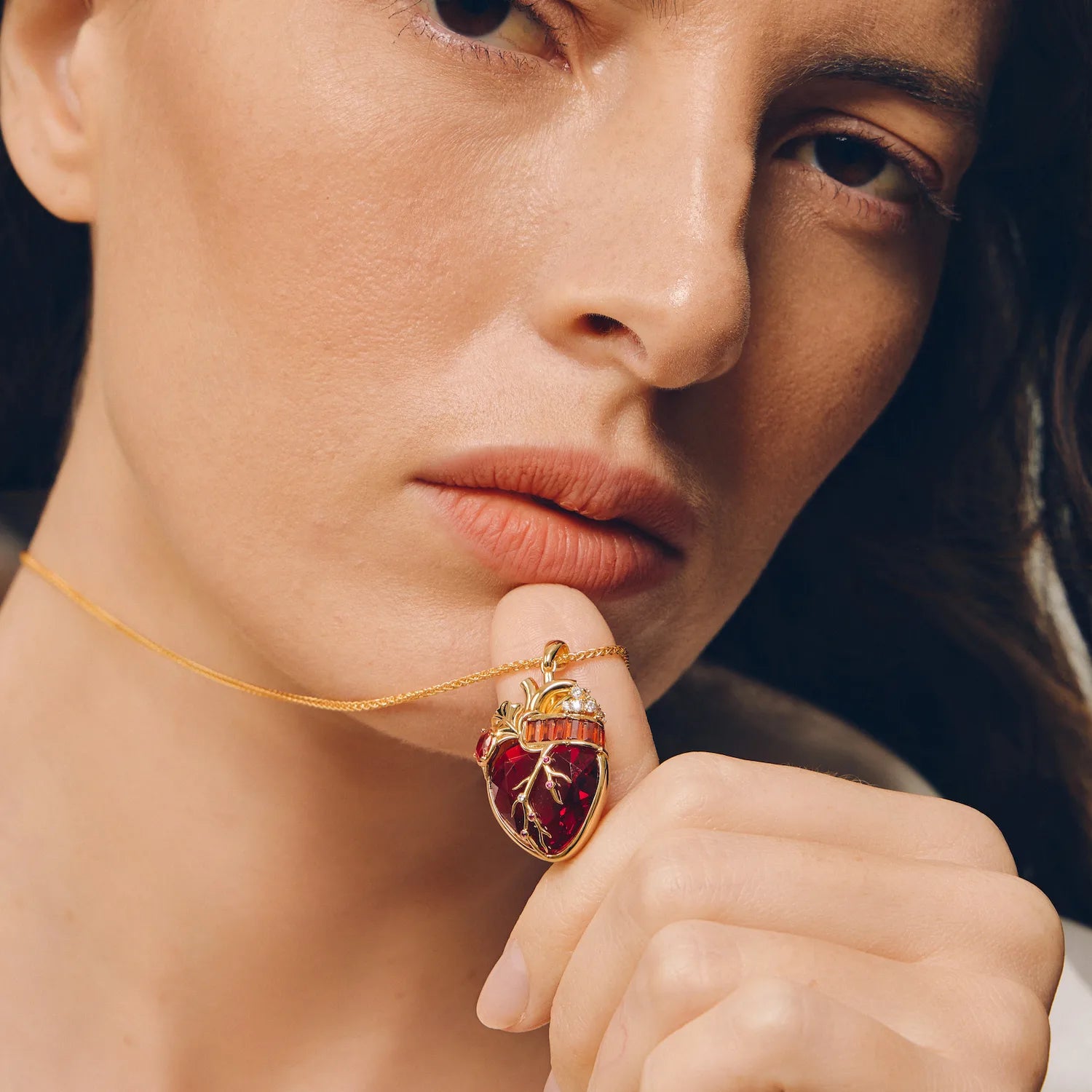 Cor Vitae Heartstone Necklace July Crimson Red — Pre-Order