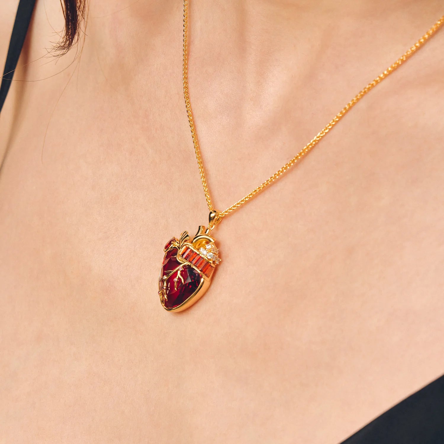 Cor Vitae Heartstone Necklace July Crimson Red — Pre-Order