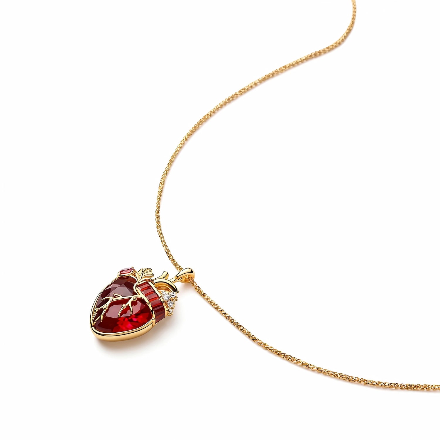 Cor Vitae Heartstone Necklace July Crimson Red