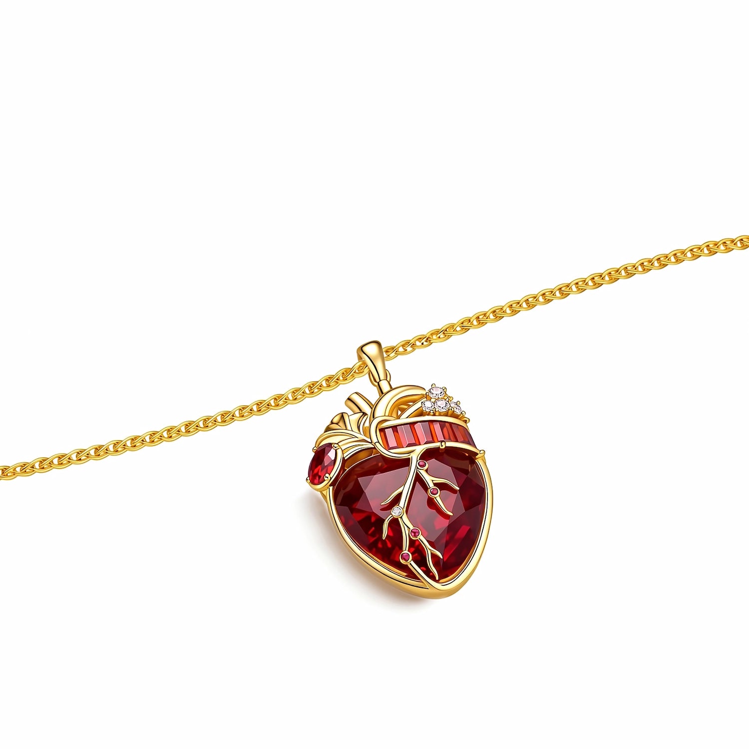 Cor Vitae Heartstone Necklace July Crimson Red