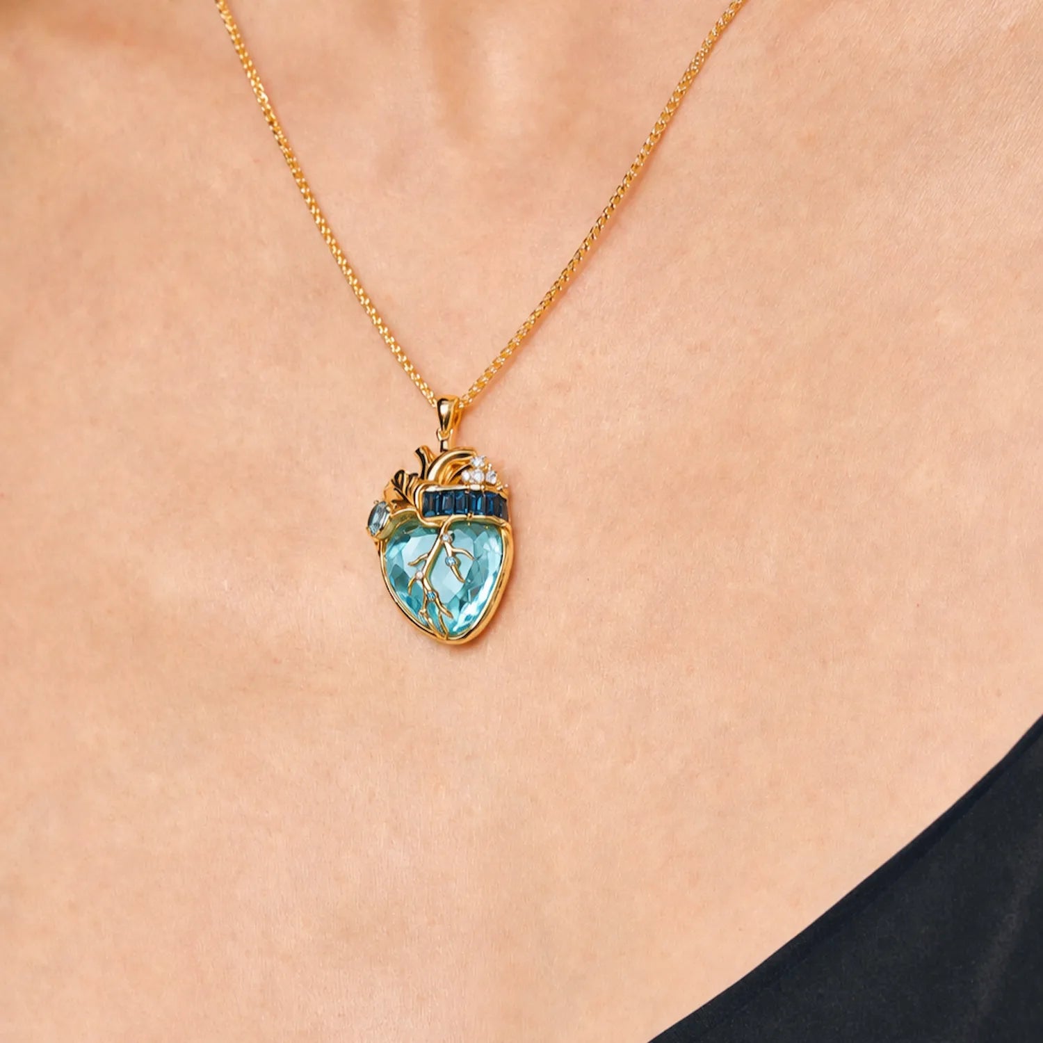 Cor Vitae Heartstone Necklace March Sea Glass Teal — Pre-Order