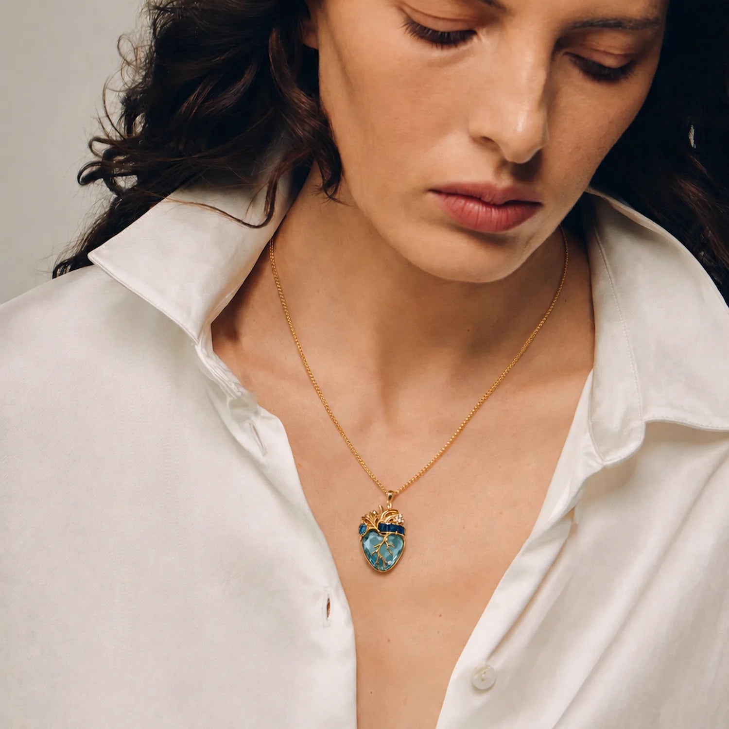 Cor Vitae Heartstone Necklace March Sea Glass Teal — Pre-Order