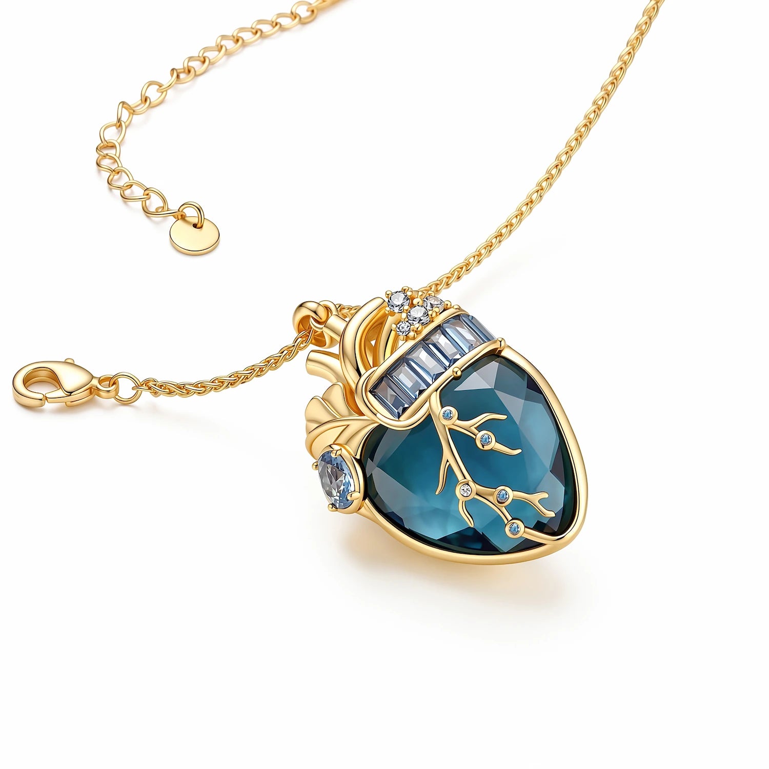 Cor Vitae Heartstone Necklace March Sea Glass Teal