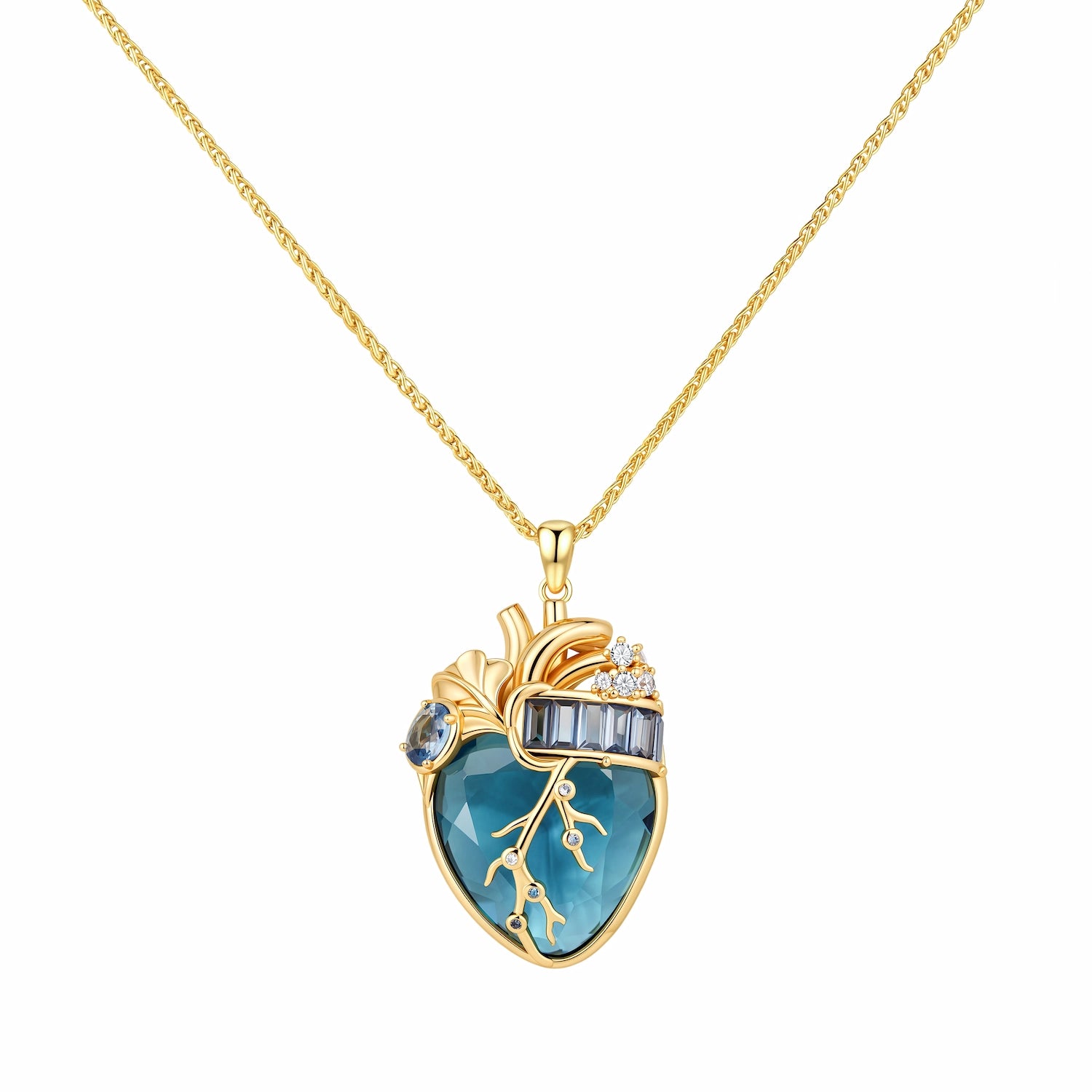 Cor Vitae Heartstone Necklace March Sea Glass Teal