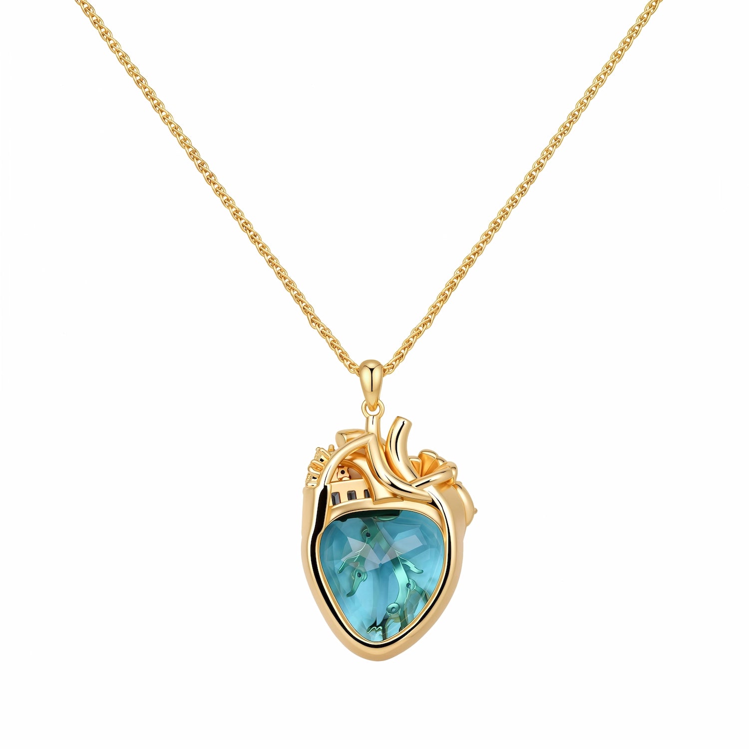 Cor Vitae Heartstone Necklace March Sea Glass Teal