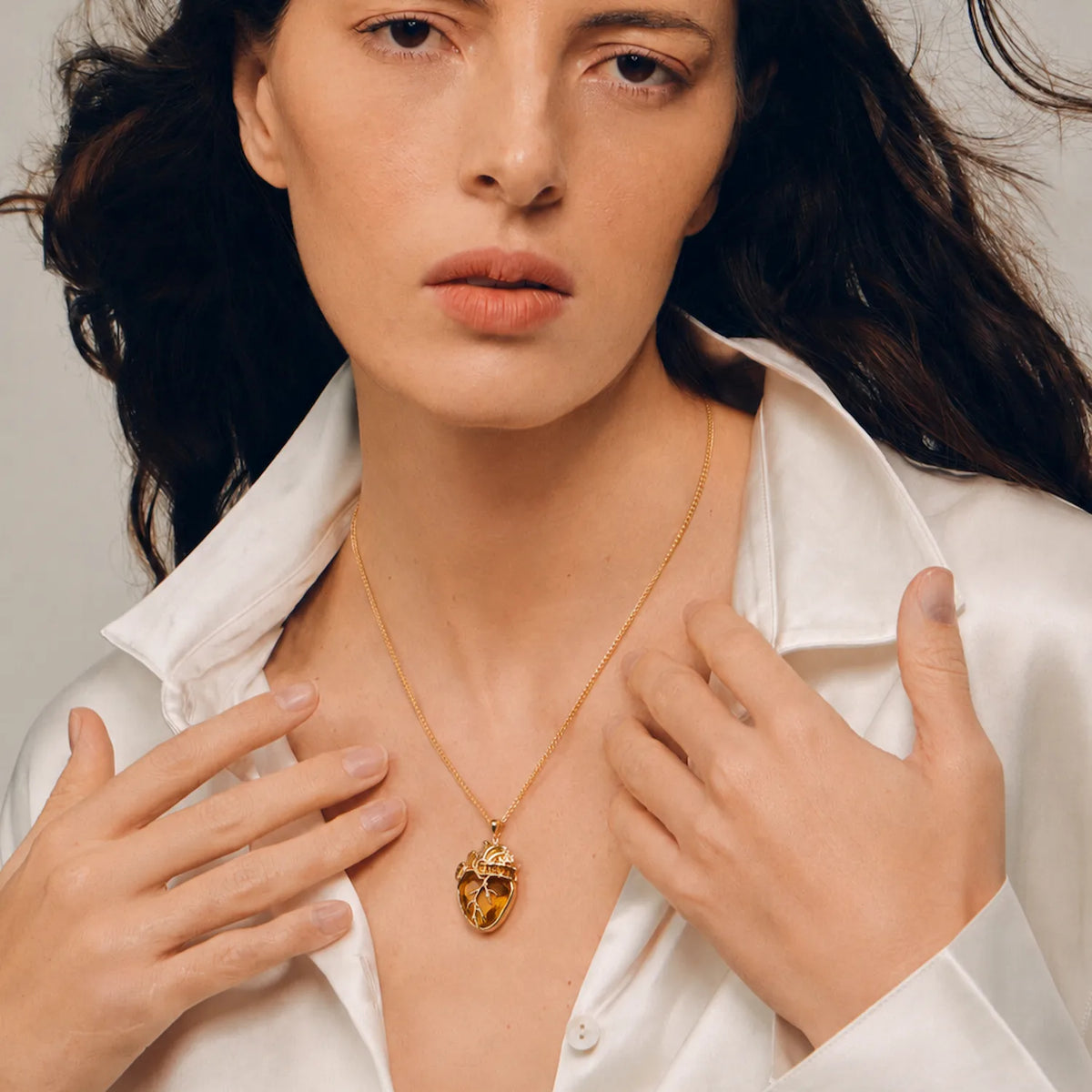 Cor Vitae Heartstone Necklace November Honey Champagne — Pre-Order