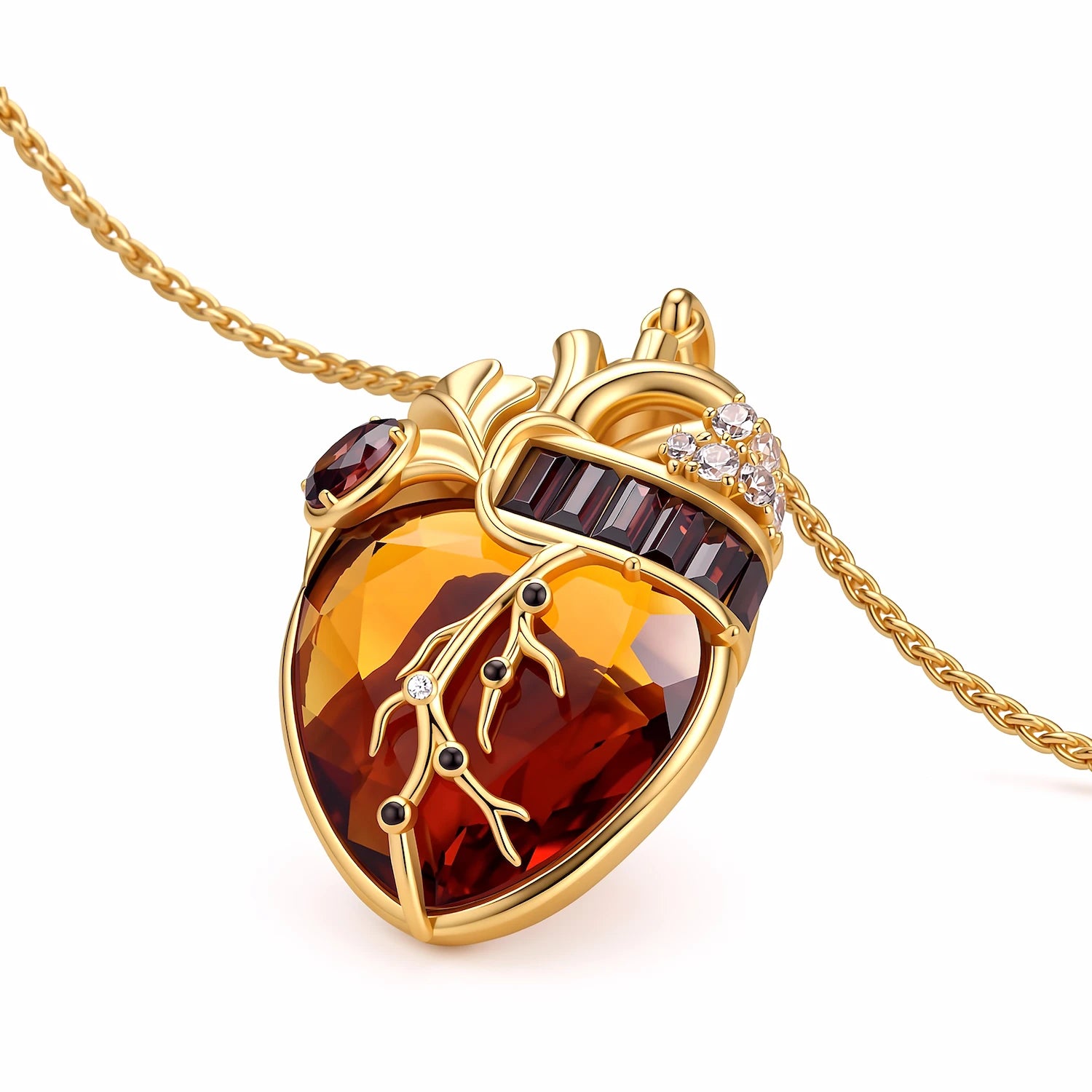 Cor Vitae Heartstone Necklace November Honey Champagne