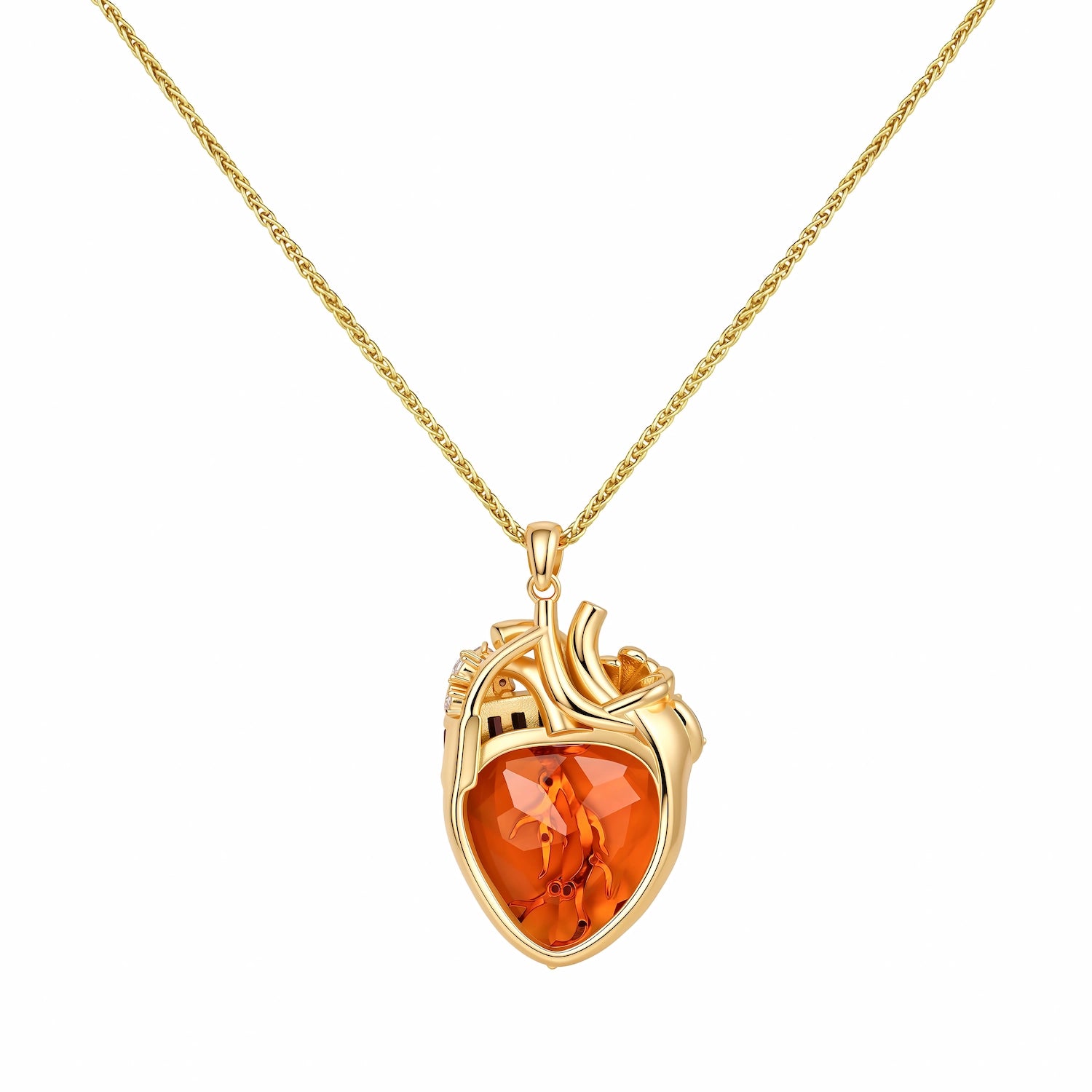 Cor Vitae Heartstone Necklace November Honey Champagne