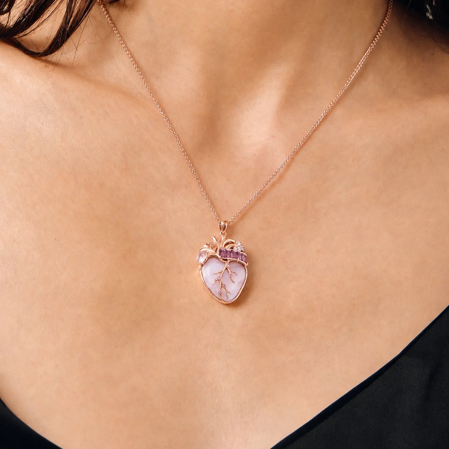 Cor Vitae Heartstone Necklace October Rose Mist — Pre-Order