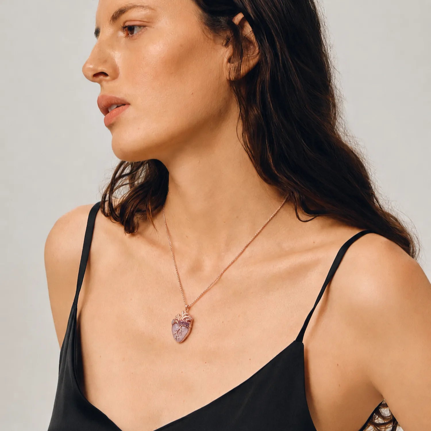 Cor Vitae Heartstone Necklace October Rose Mist — Pre-Order