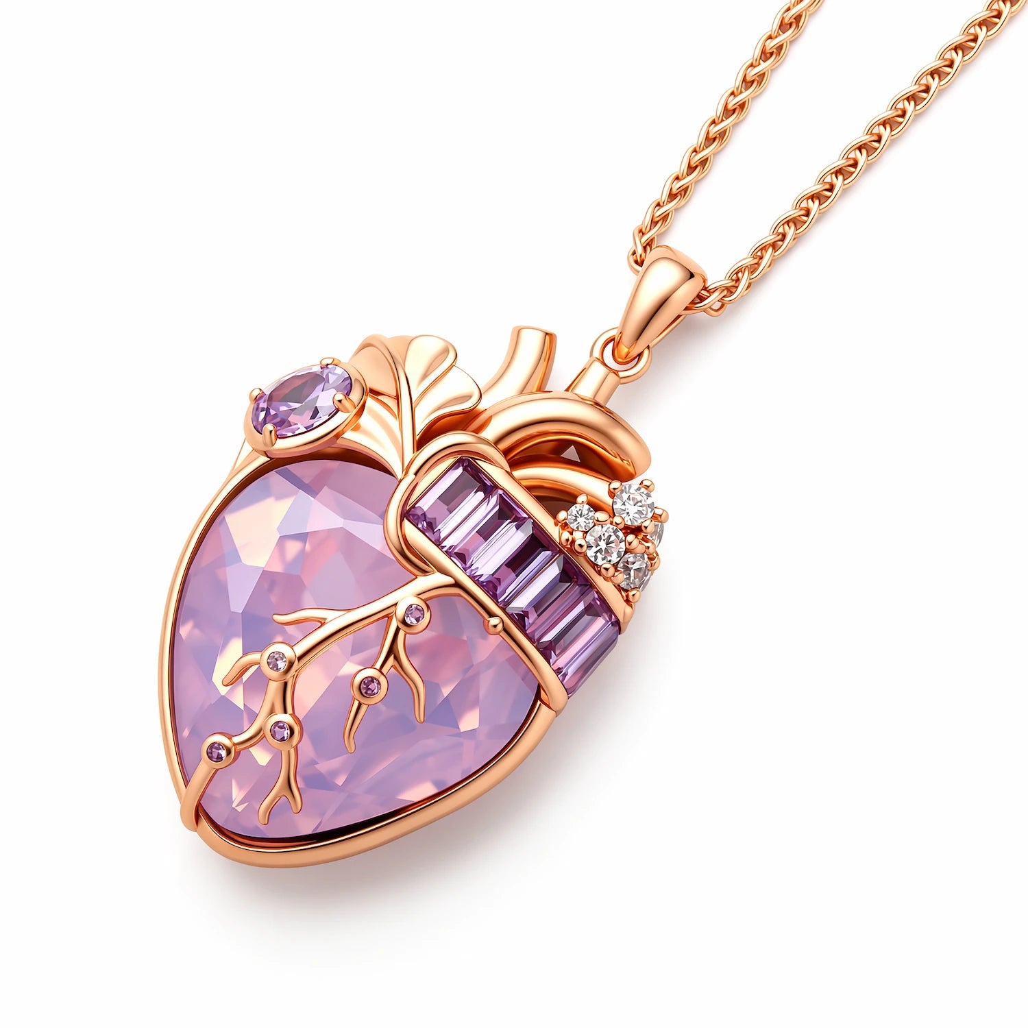 Cor Vitae Heartstone Necklace October Rose Mist