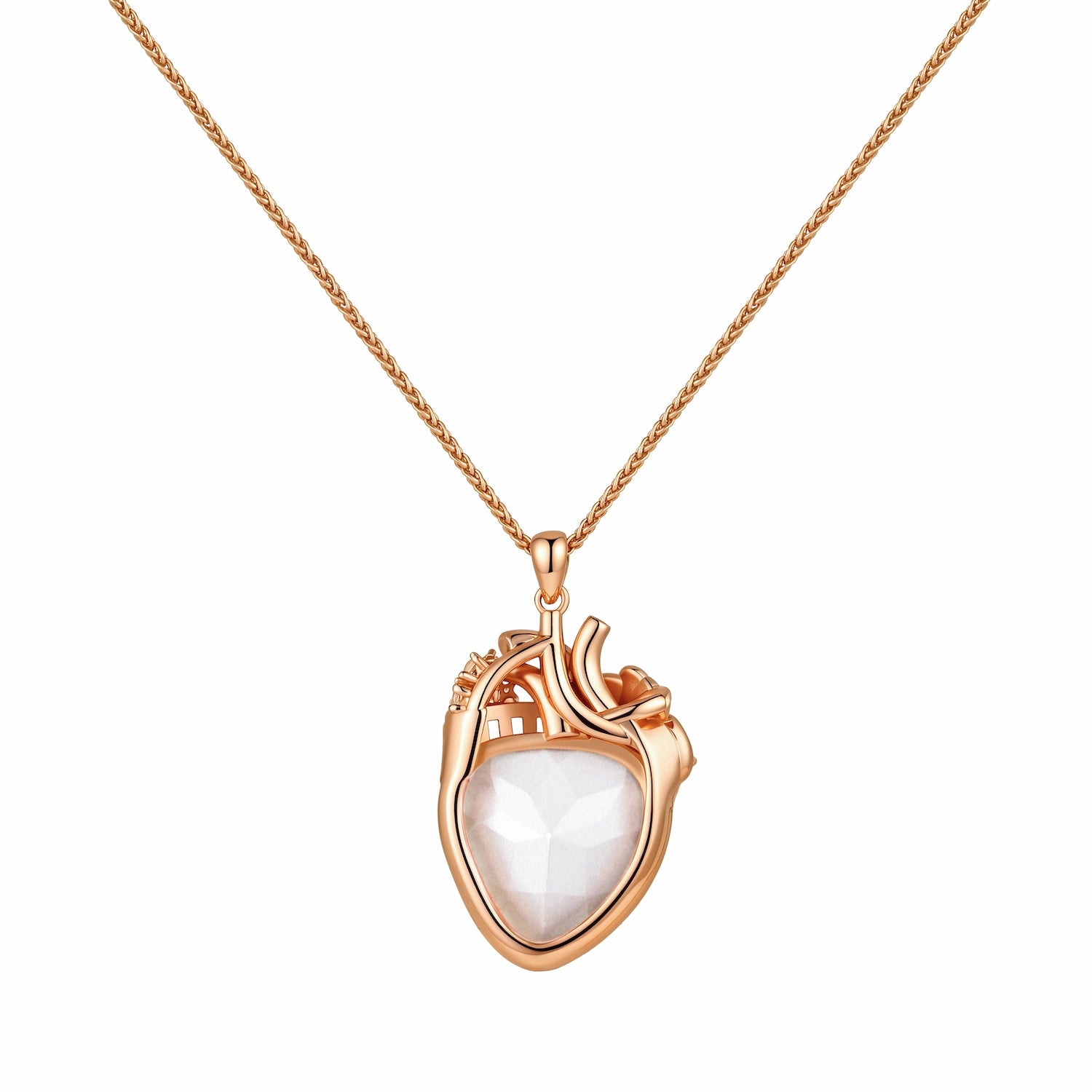 Cor Vitae Heartstone Necklace October Rose Mist
