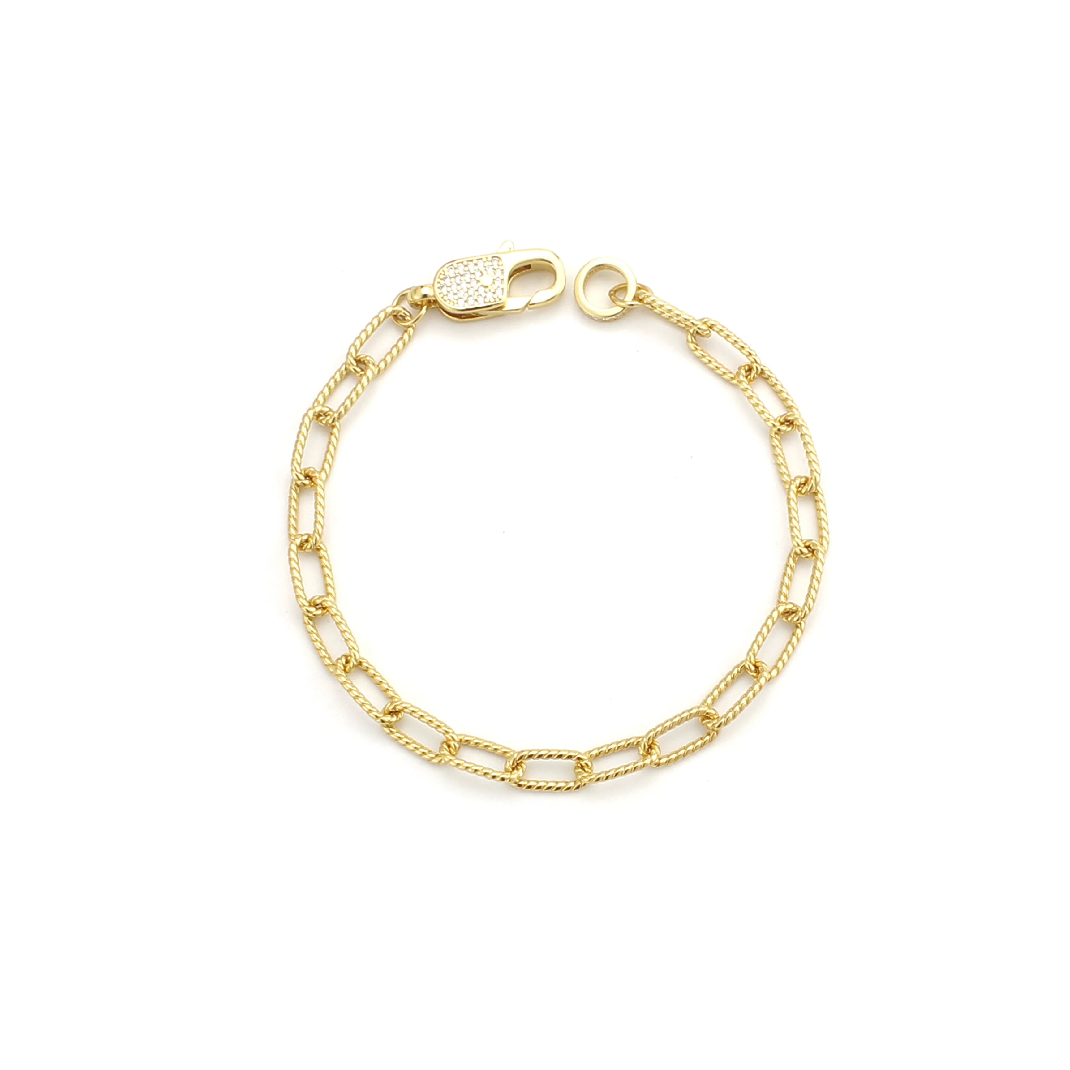 Forte Bracelet Gold Chain Link Bracelet with Pave Clasp