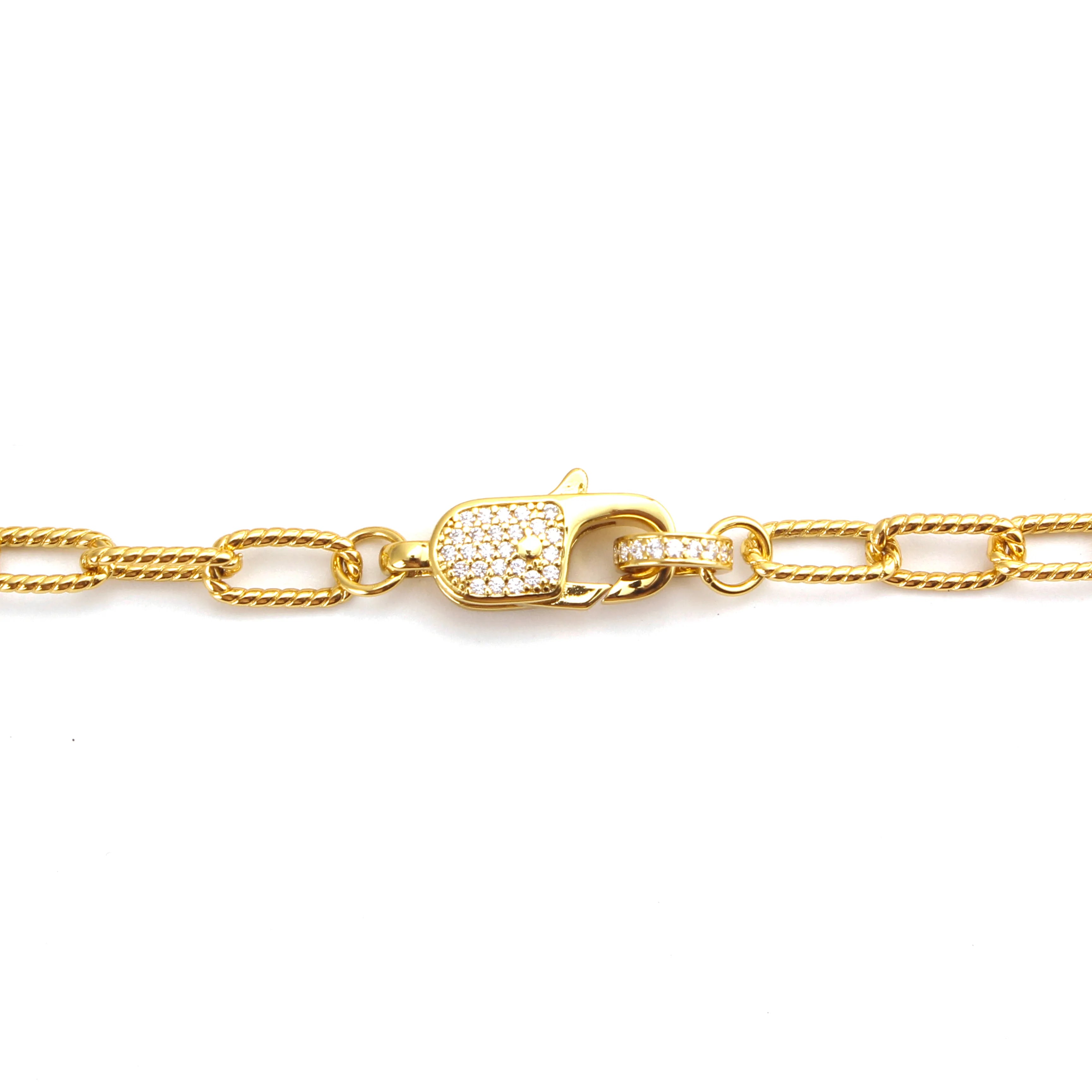 Forte Bracelet Gold Chain Link Bracelet with Pave Clasp