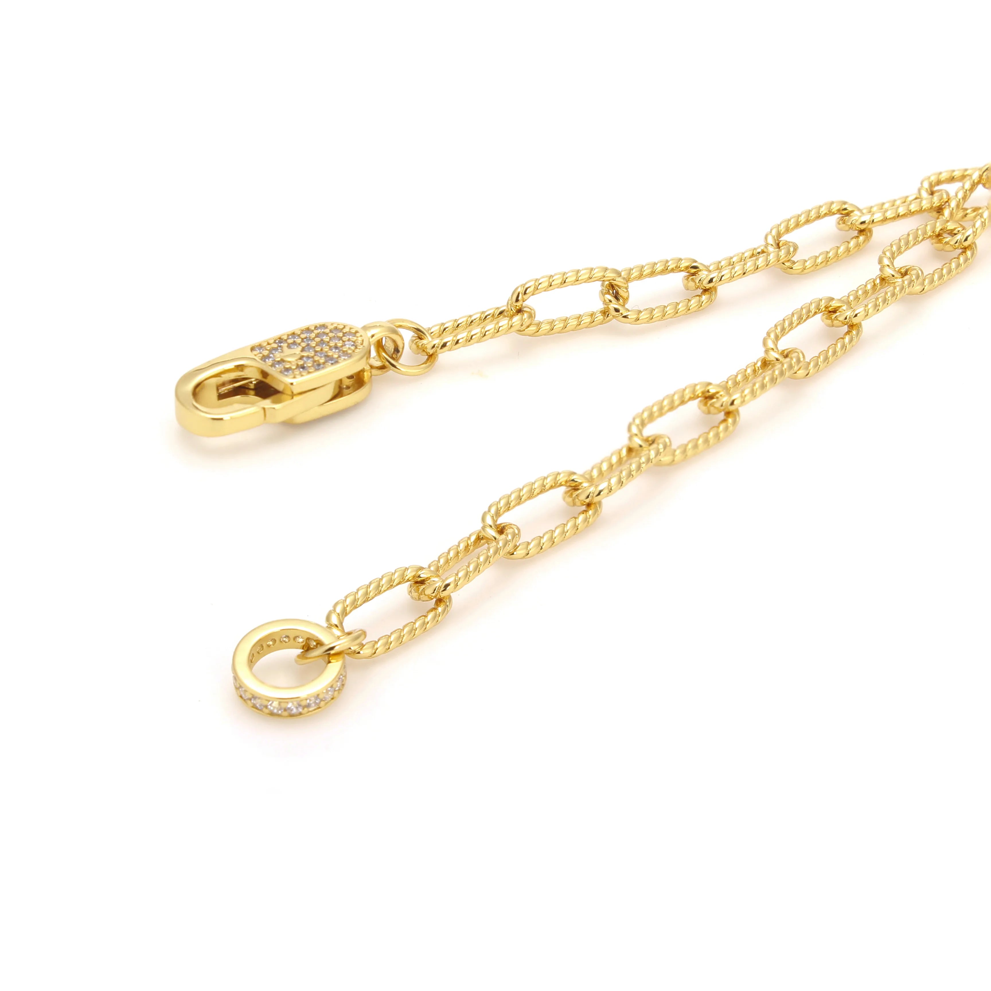 Forte Bracelet Gold Chain Link Bracelet with Pave Clasp