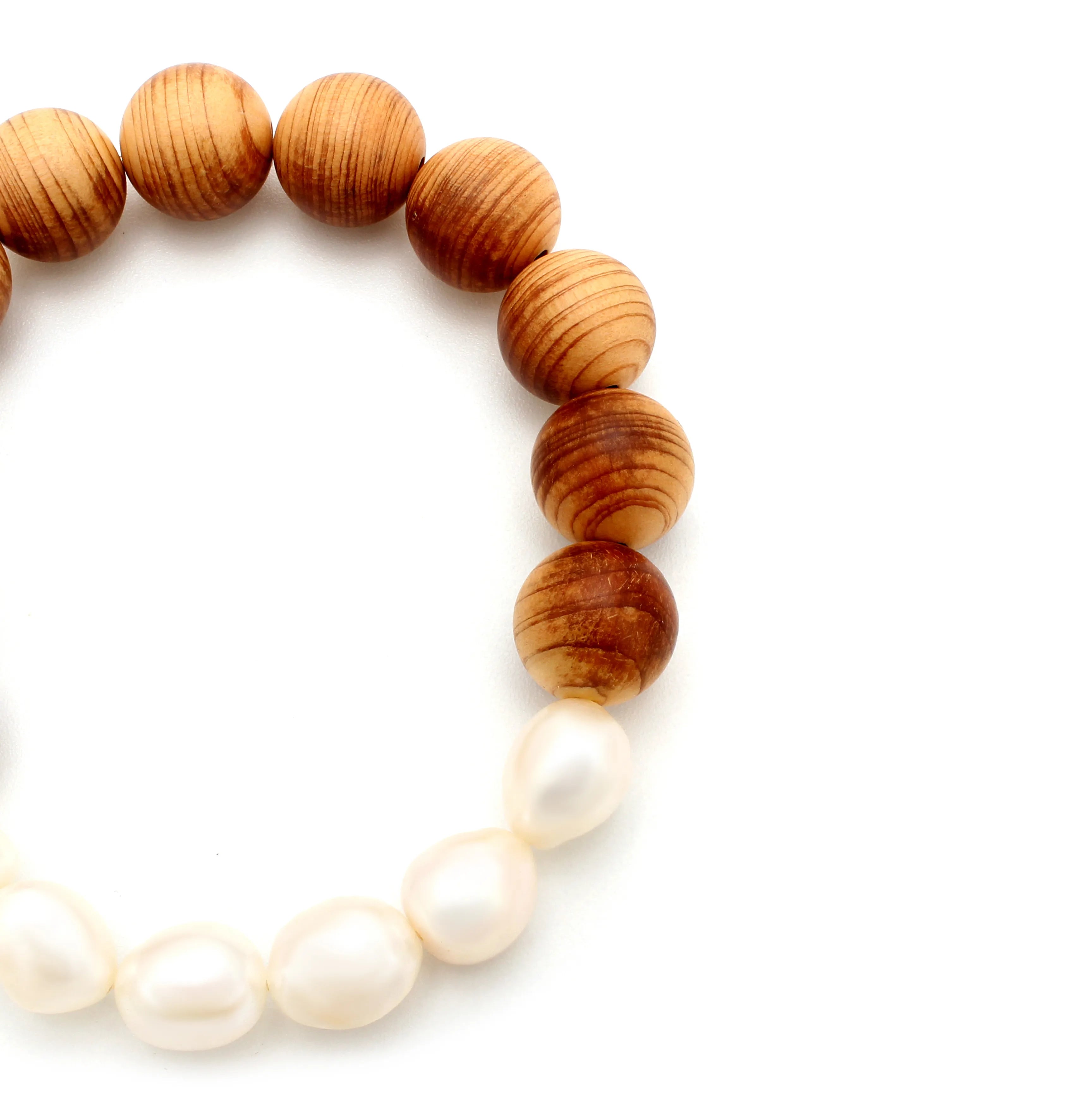 Sylva Bracelet Wood and Freshwater Pearl Beaded Bracelet