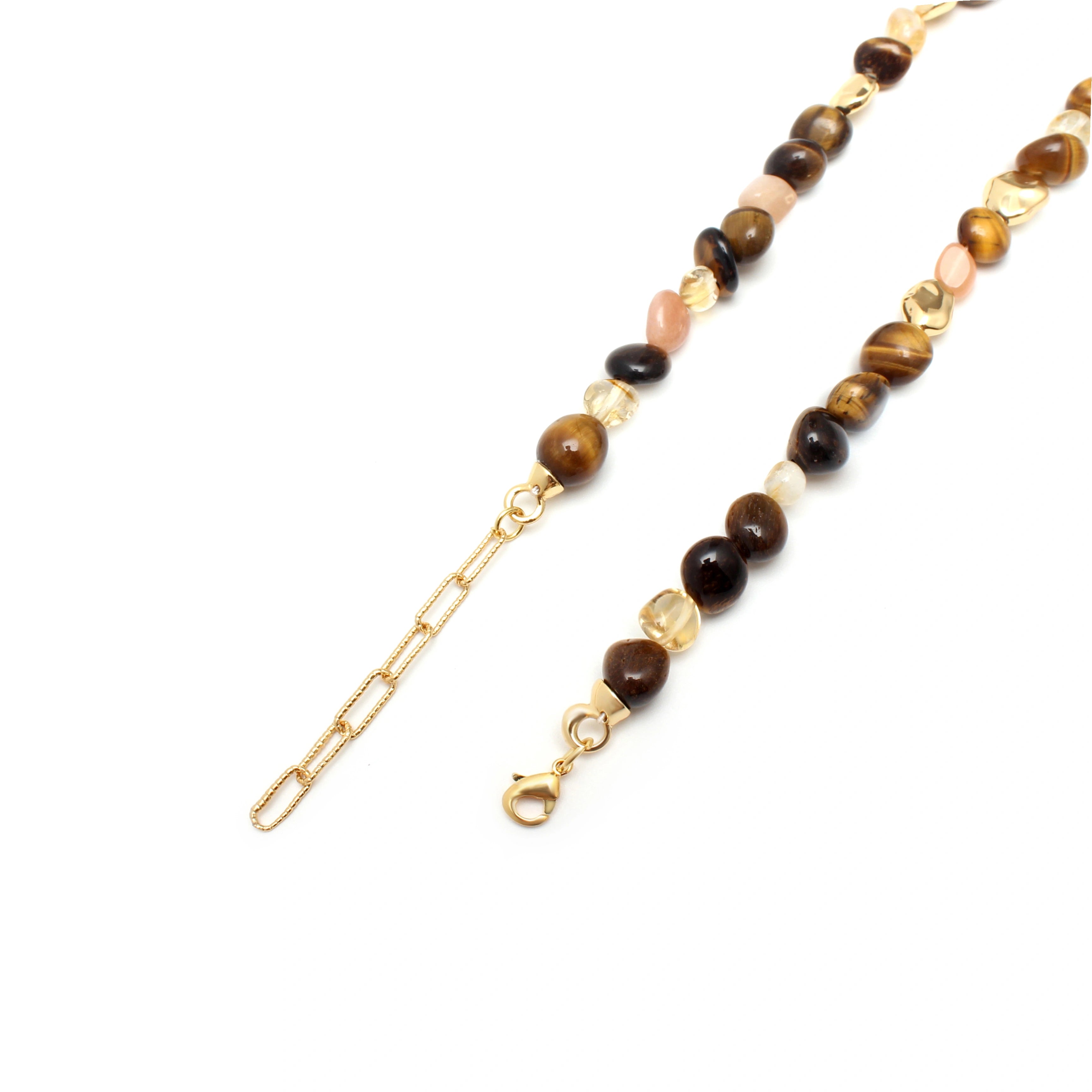 Terra Bracelet Mixed Gemstone and Gold-Tone Beaded Bracelet