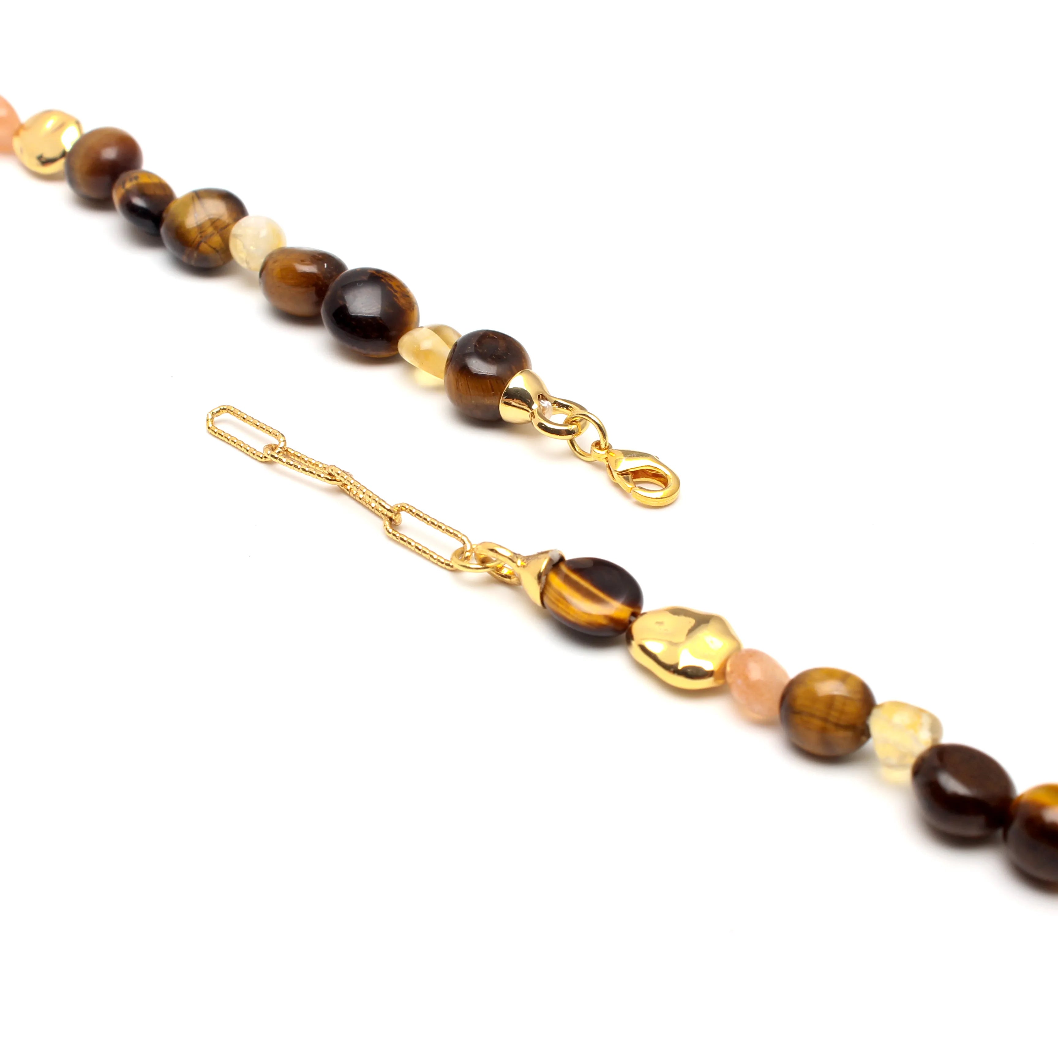 Terra Necklace Tiger Eye Gemstone & Gold Accent Necklace