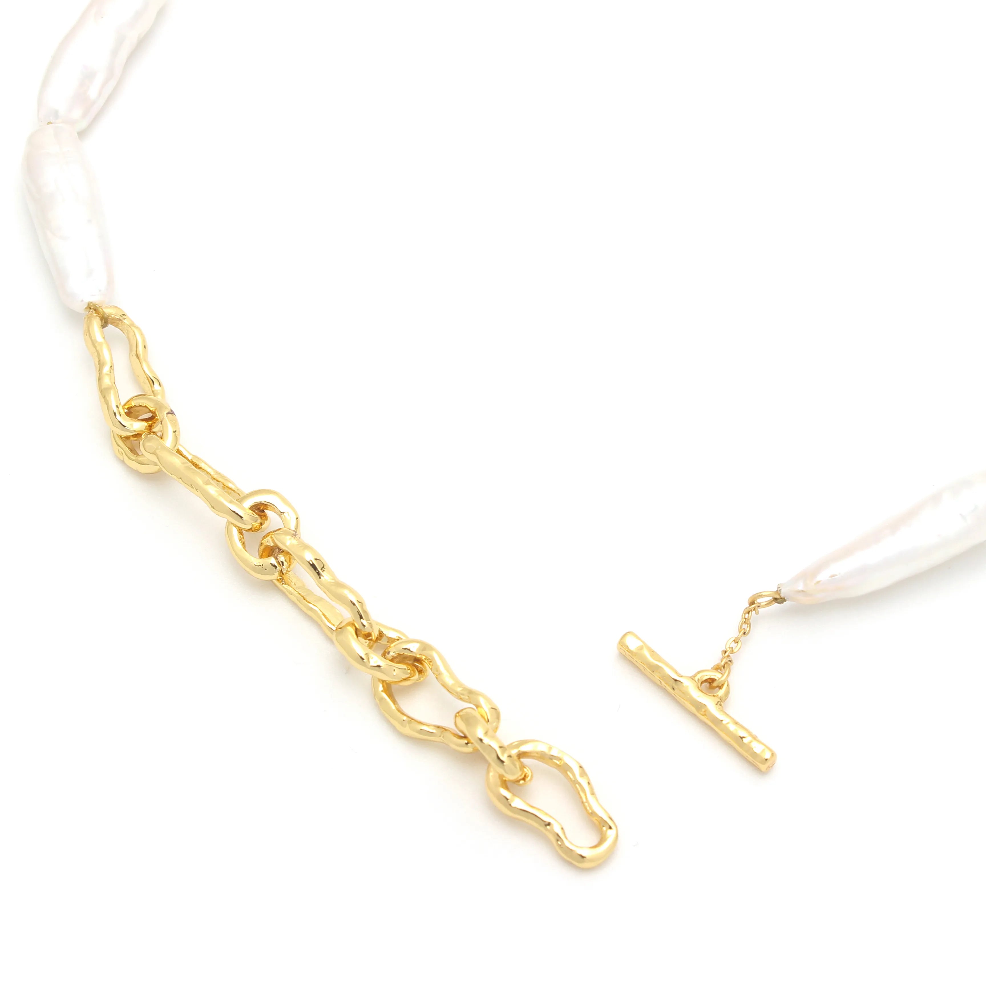 Elara Necklace Freshwater Pearl and Gold-Tone Beaded Necklace