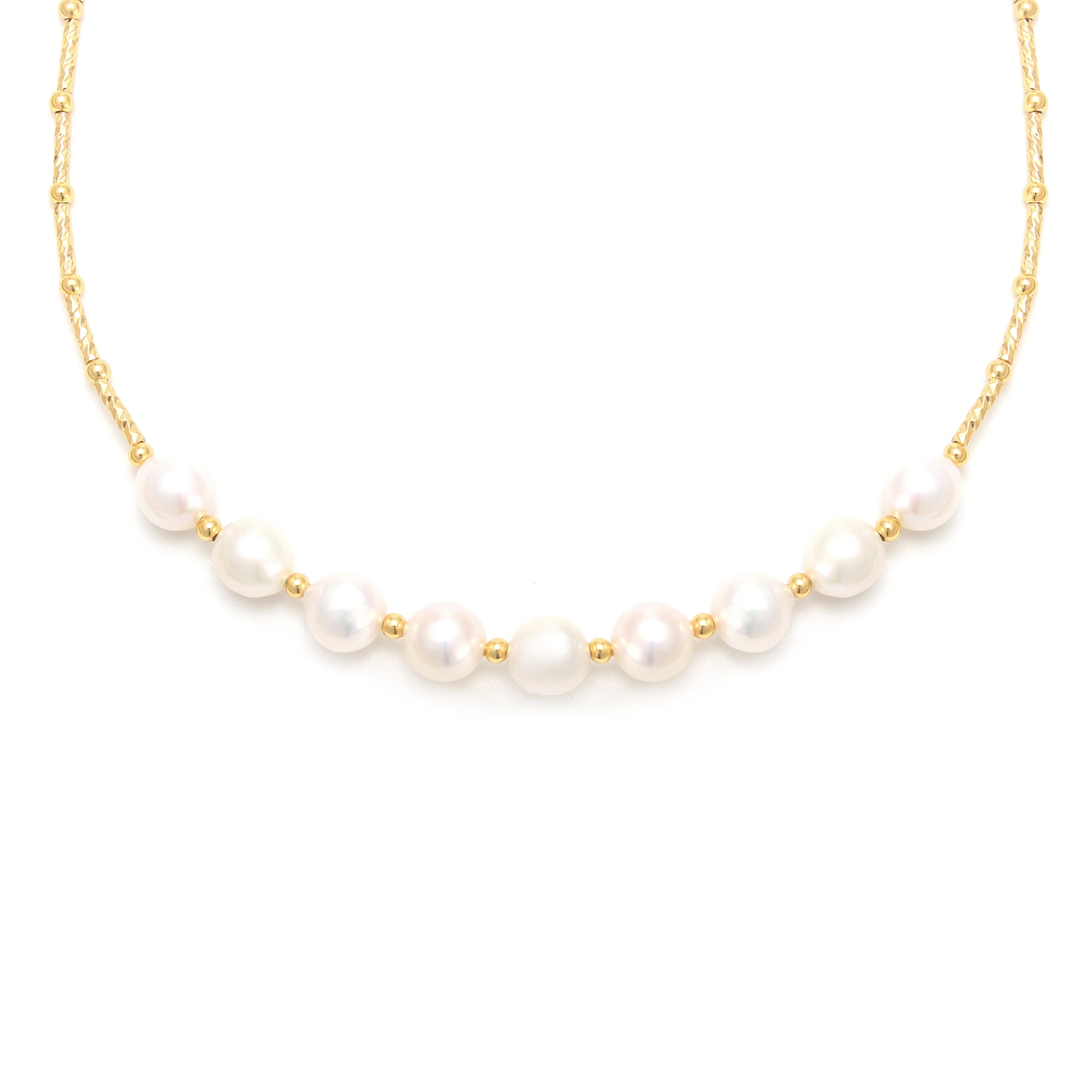 Elara Necklace Freshwater Pearl Bar Necklace on Gold Chain
