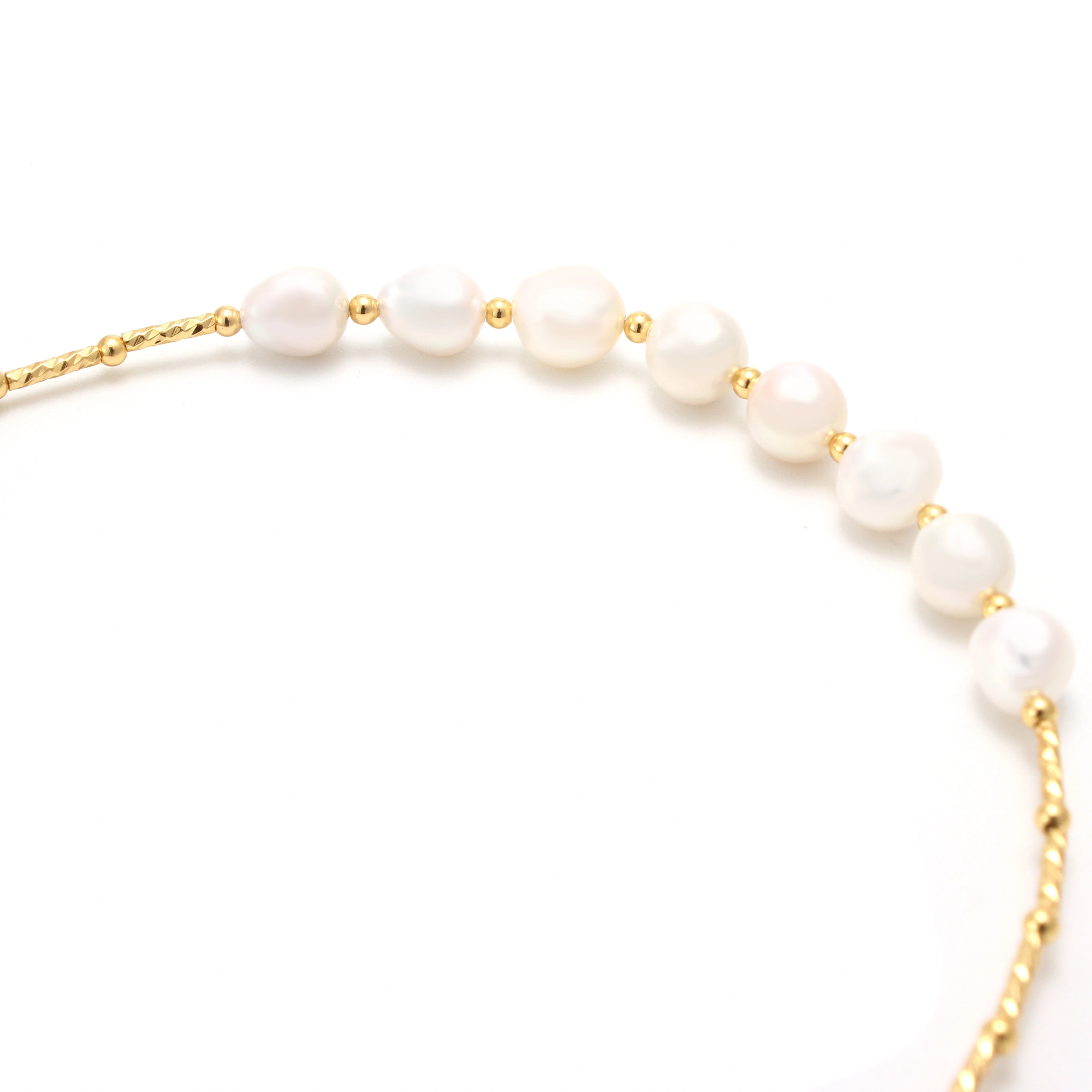 Elara Necklace Freshwater Pearl Bar Necklace on Gold Chain