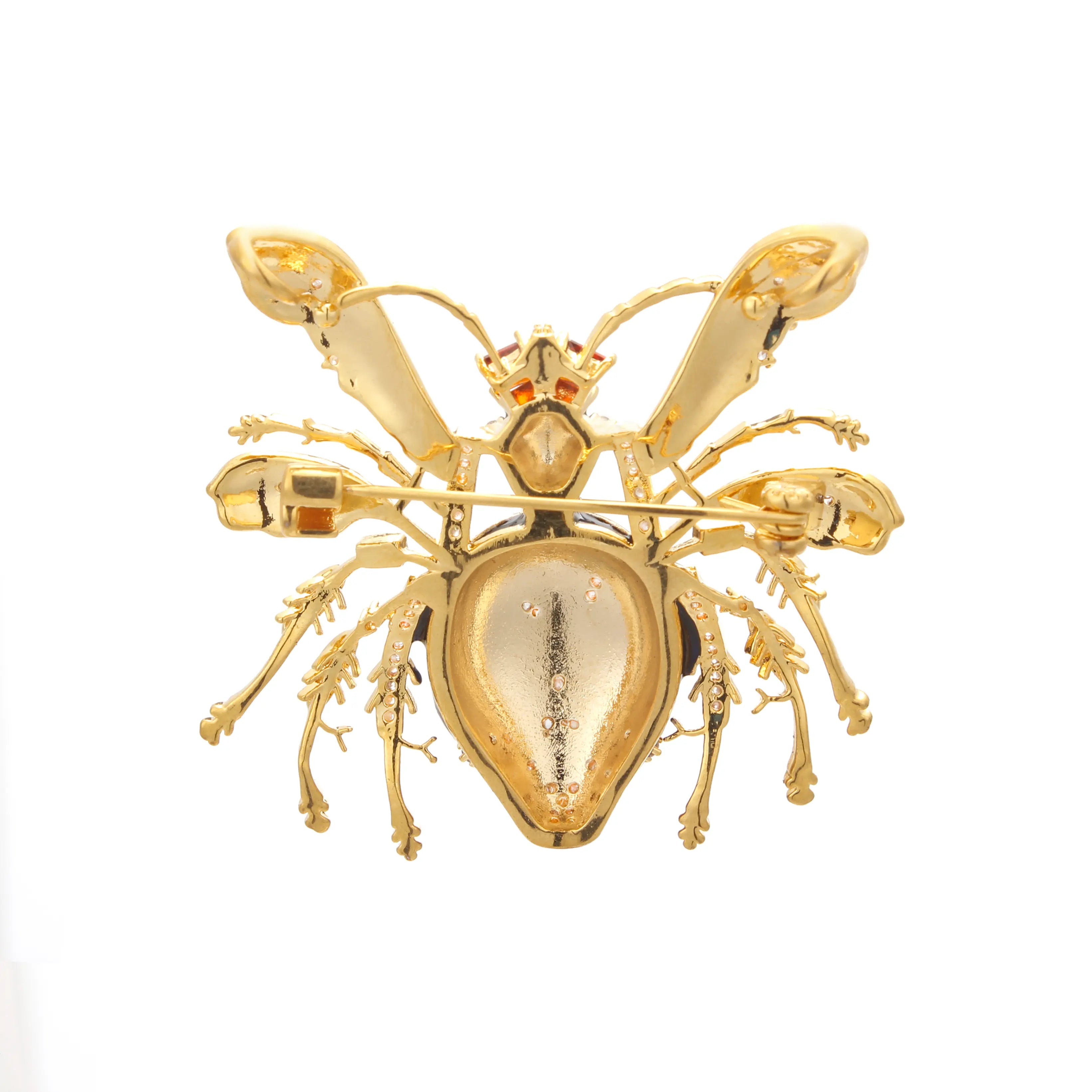 Imperial Bee Regal Enamel & Crystal Brooch Black & Ruby Red