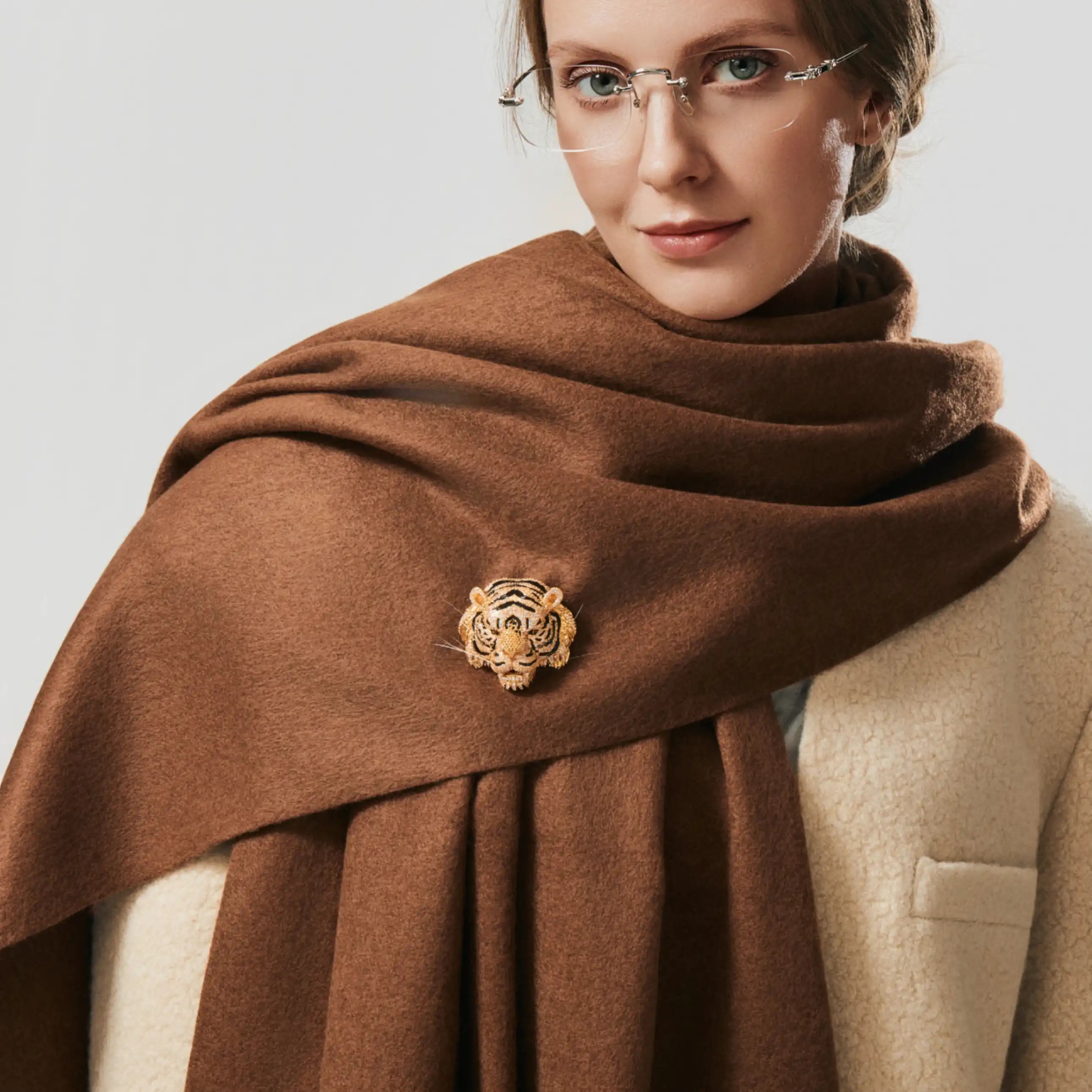 Imperium Tigra Brooch Regal Gold Tiger Crystal Brooch