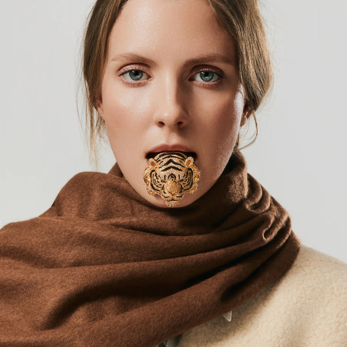 Imperium Tigra Brooch Regal Gold Tiger Crystal Brooch