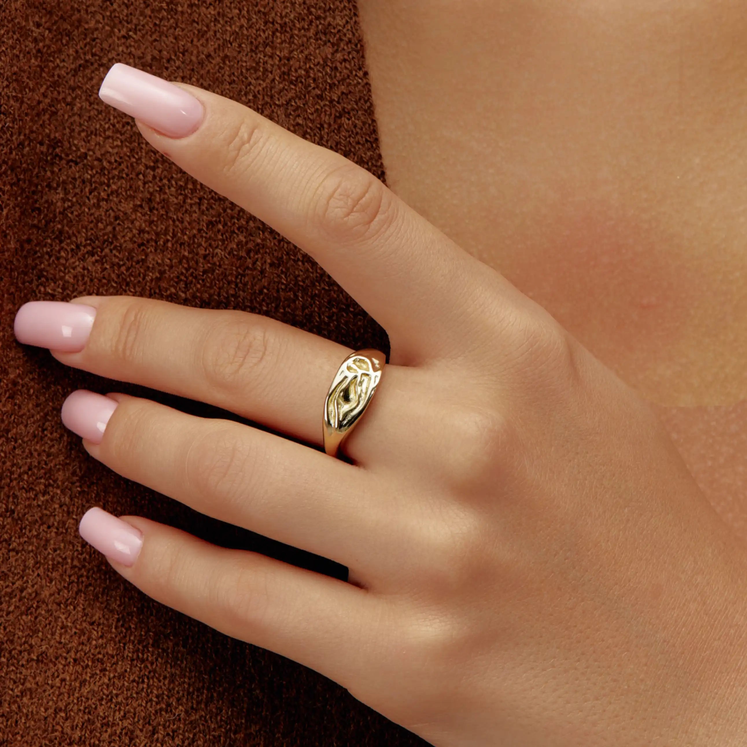 Lava Ring Sculptural Molten Gold Adjustable Ring