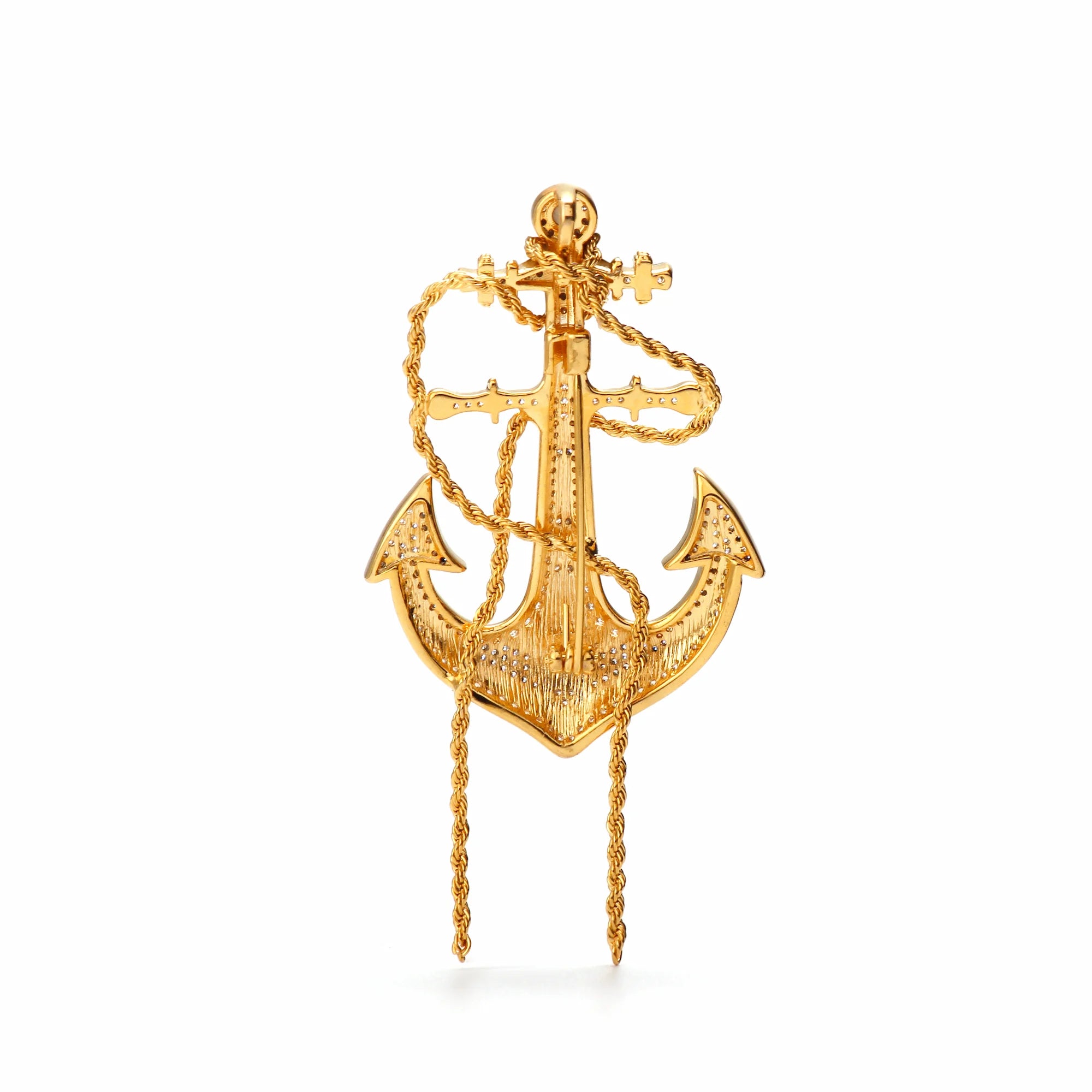 Mariner Anchor Rope & Crystal Statement Brooch